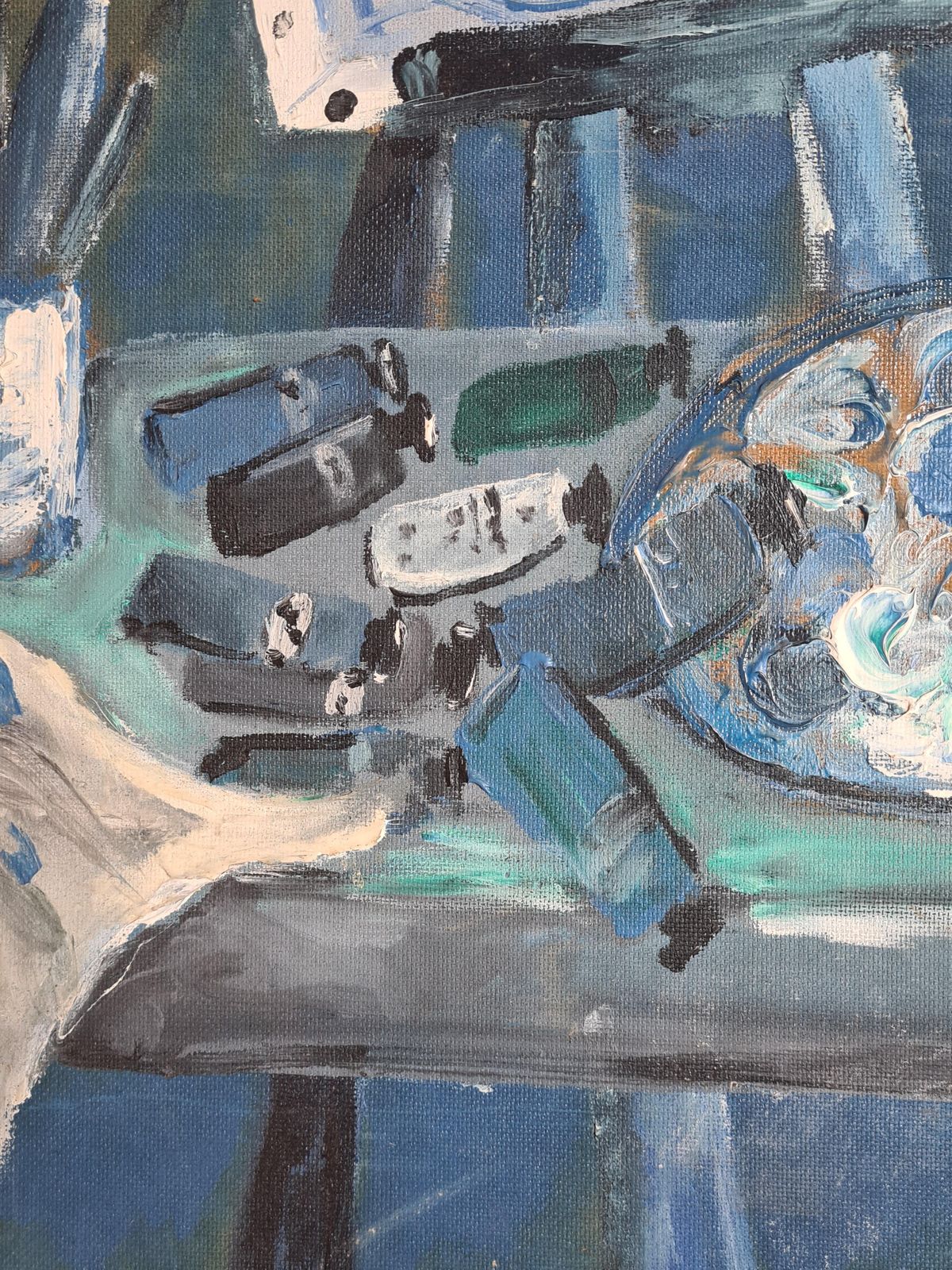 Mid Century Modern, The Artists Atelier, Symphony In Blue By Maurice Ferdinand Perrot From The 1960s photo vintage