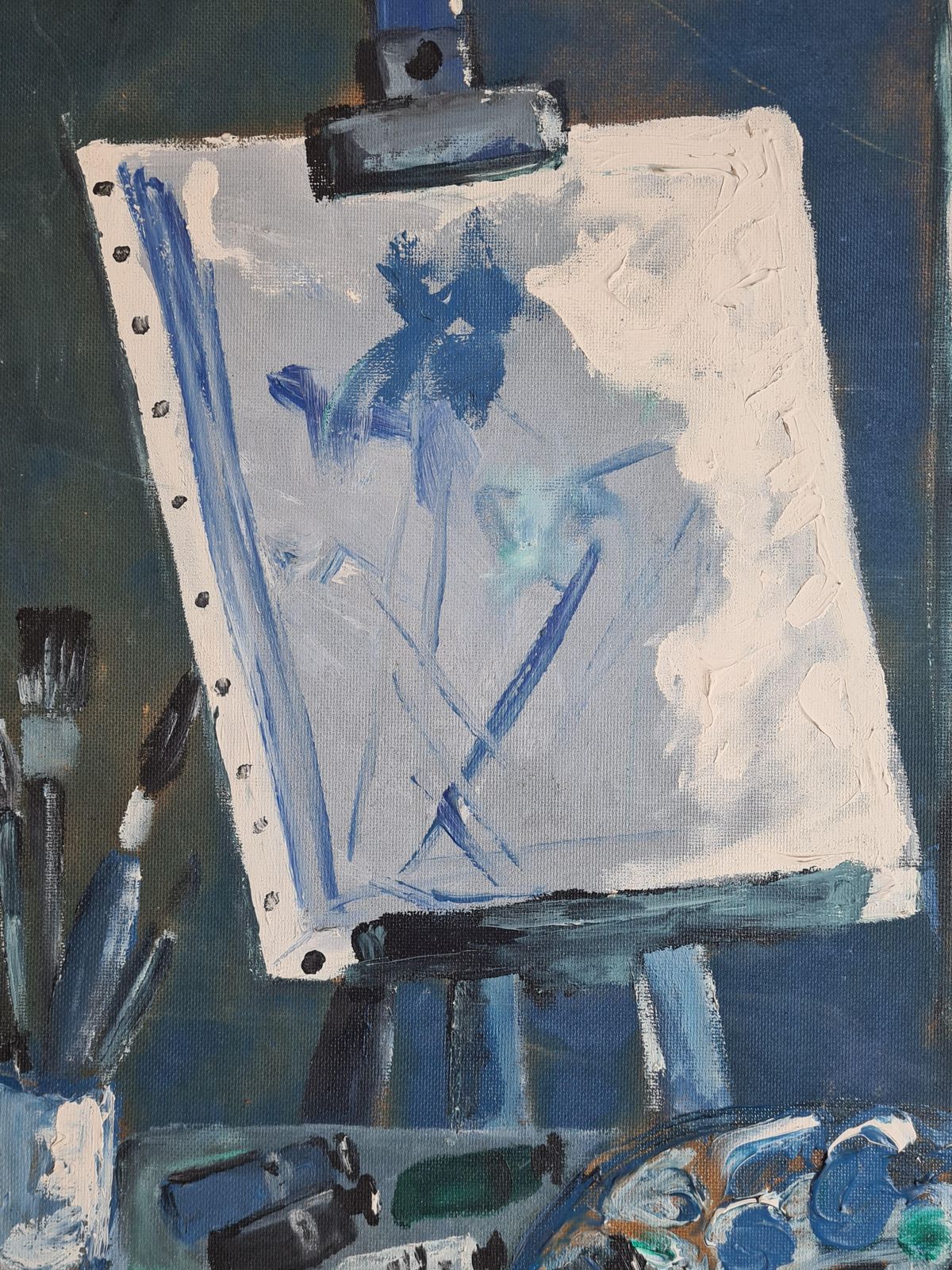 Art Mid Century Modern, The Artists Atelier, Symphony In Blue By Maurice Ferdinand Perrot From The 1960s photo