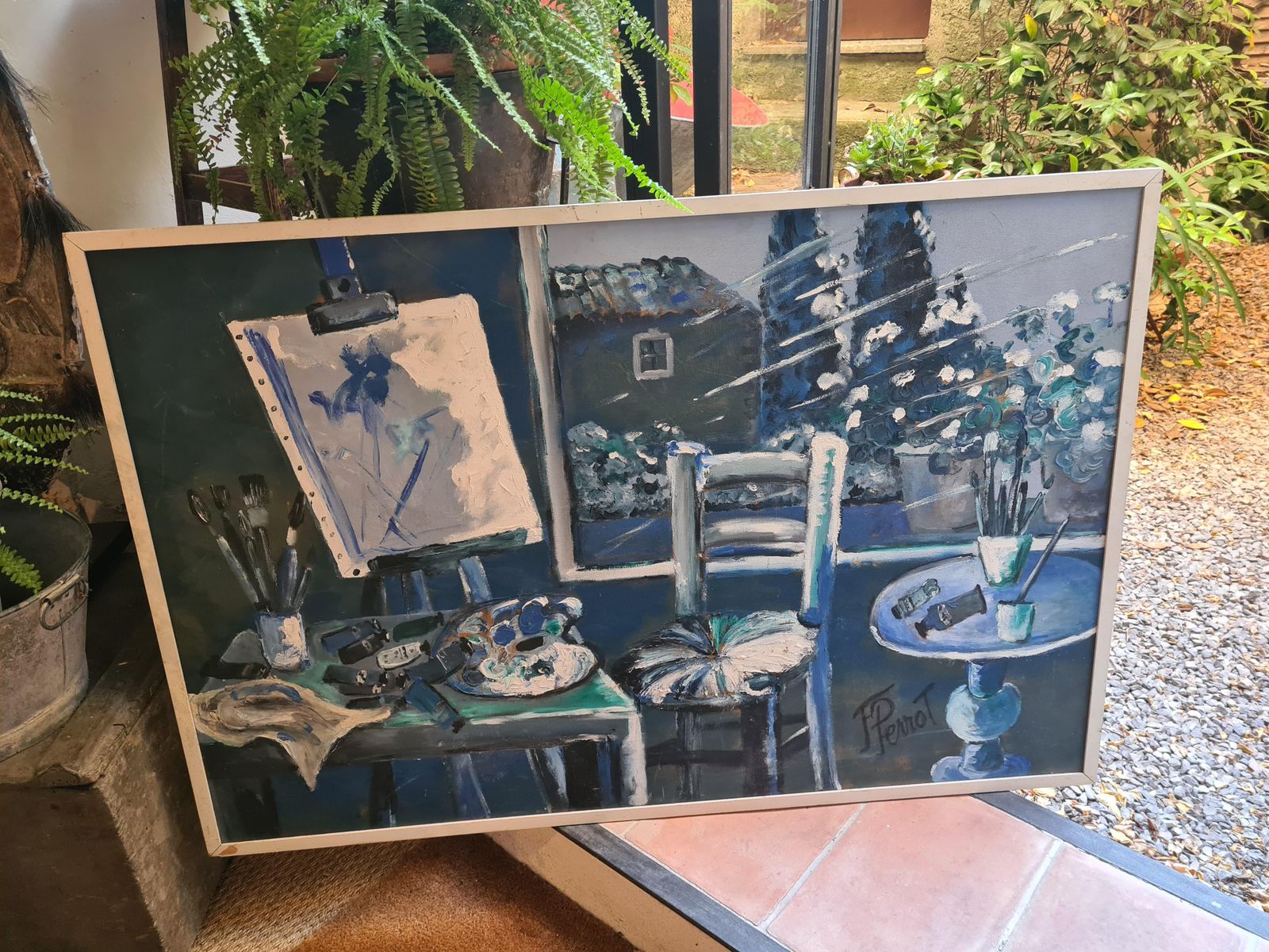 photo buy Mid Century Modern, The Artists Atelier, Symphony In Blue By Maurice Ferdinand Perrot From The 1960s