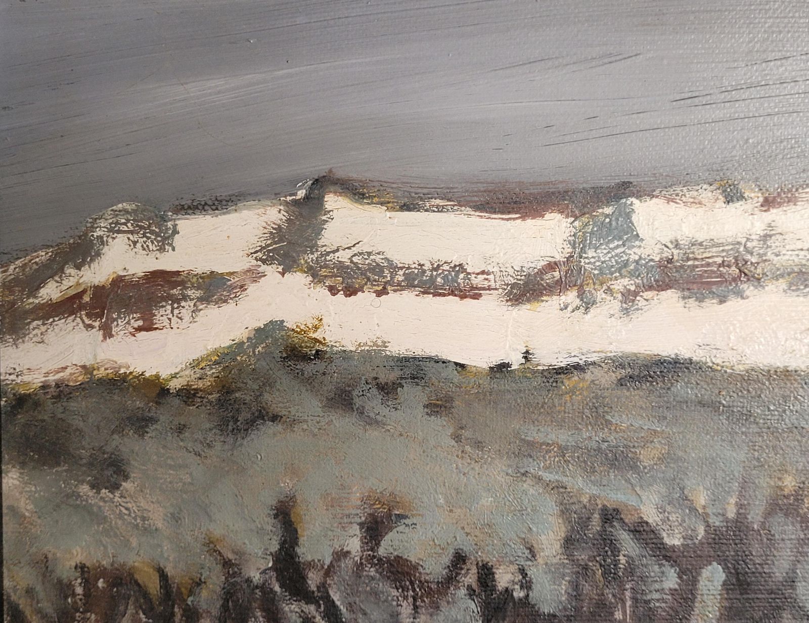 French Mountain Landscape Oil On Canvas. St Victoire At Twilight.. photo Art