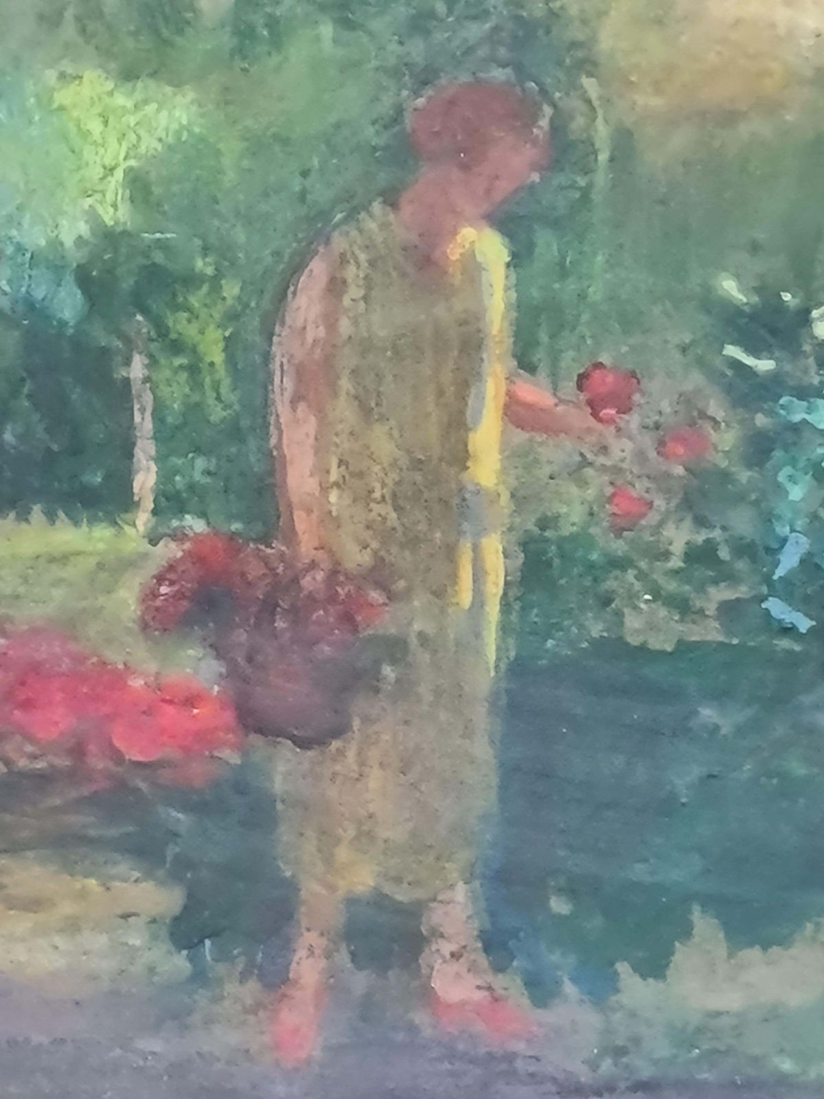 photo for sale Post Impressionist Garden View, Lady Picking Flowers, Circle Of Edouard Vuillard1920s