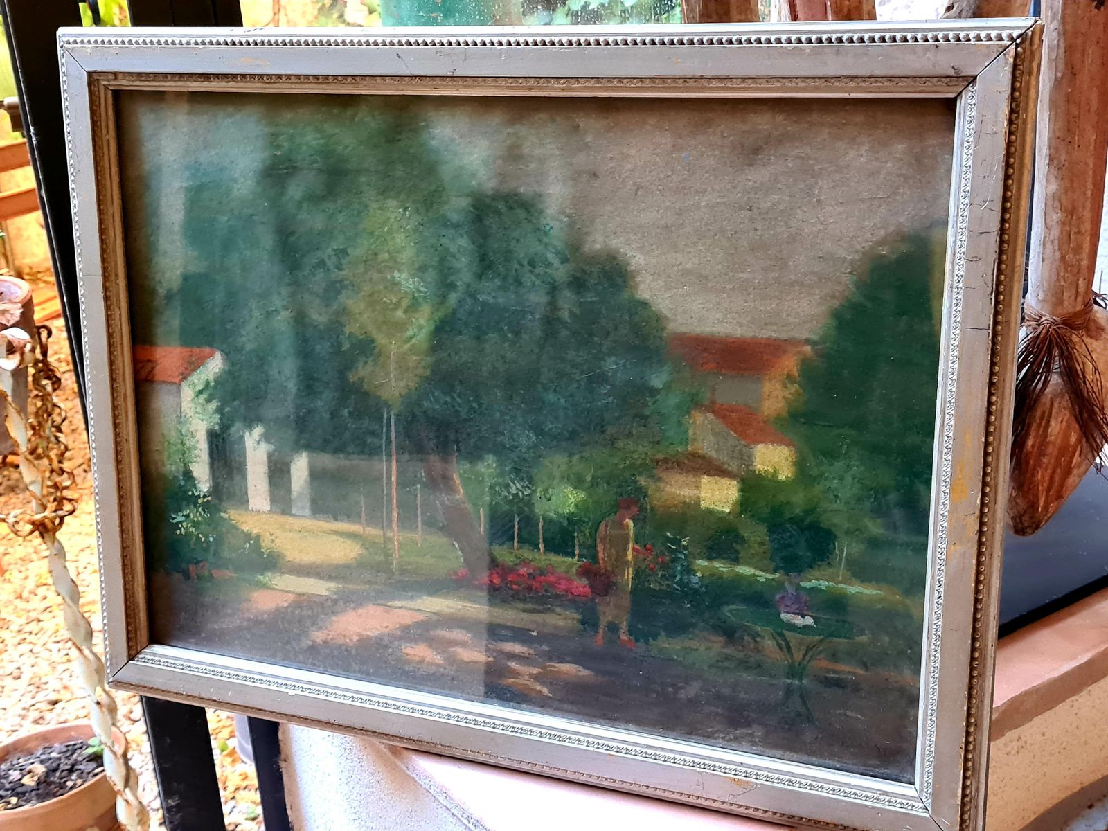 photo buy Post Impressionist Garden View, Lady Picking Flowers, Circle Of Edouard Vuillard1920s