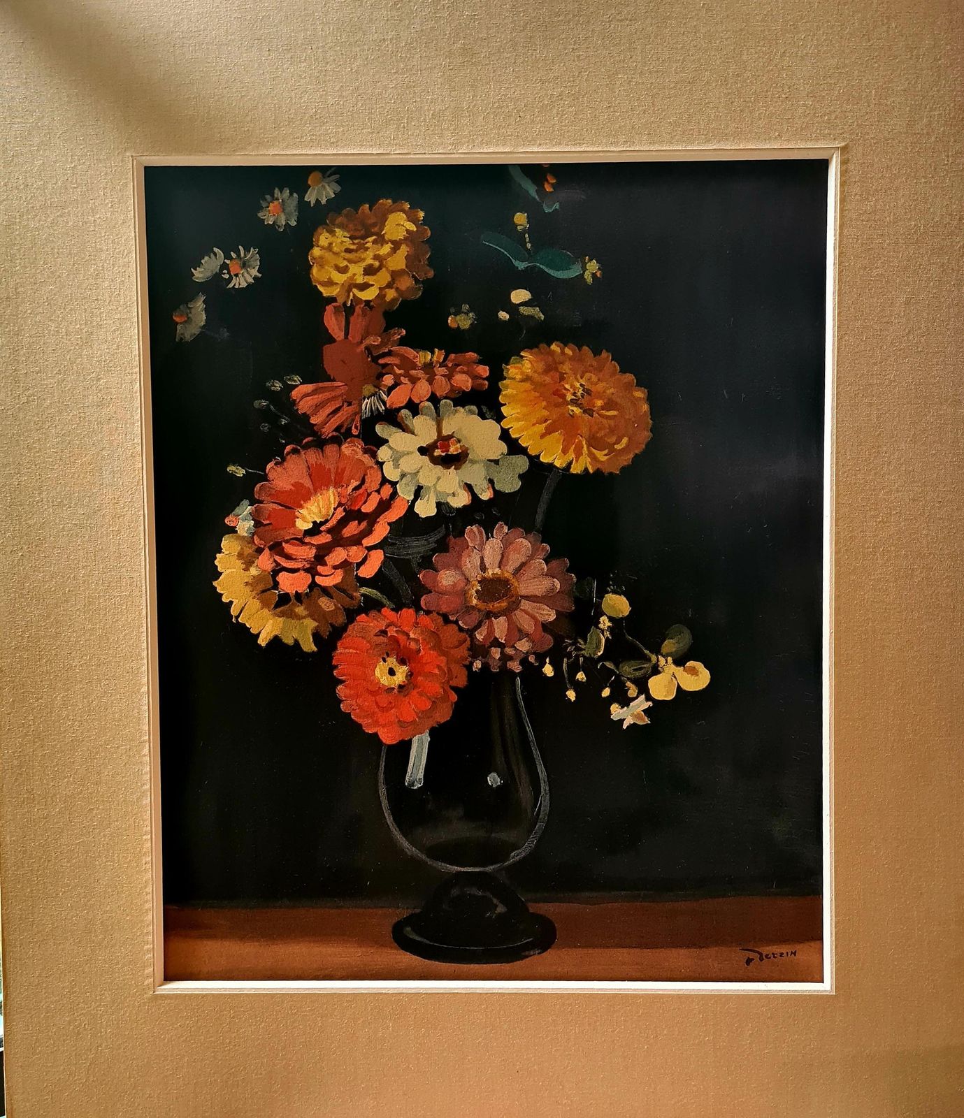 André Derain French Pochoir, Still Life With Flowers, Bouquet Of Zinnias From 1946 photo furniture