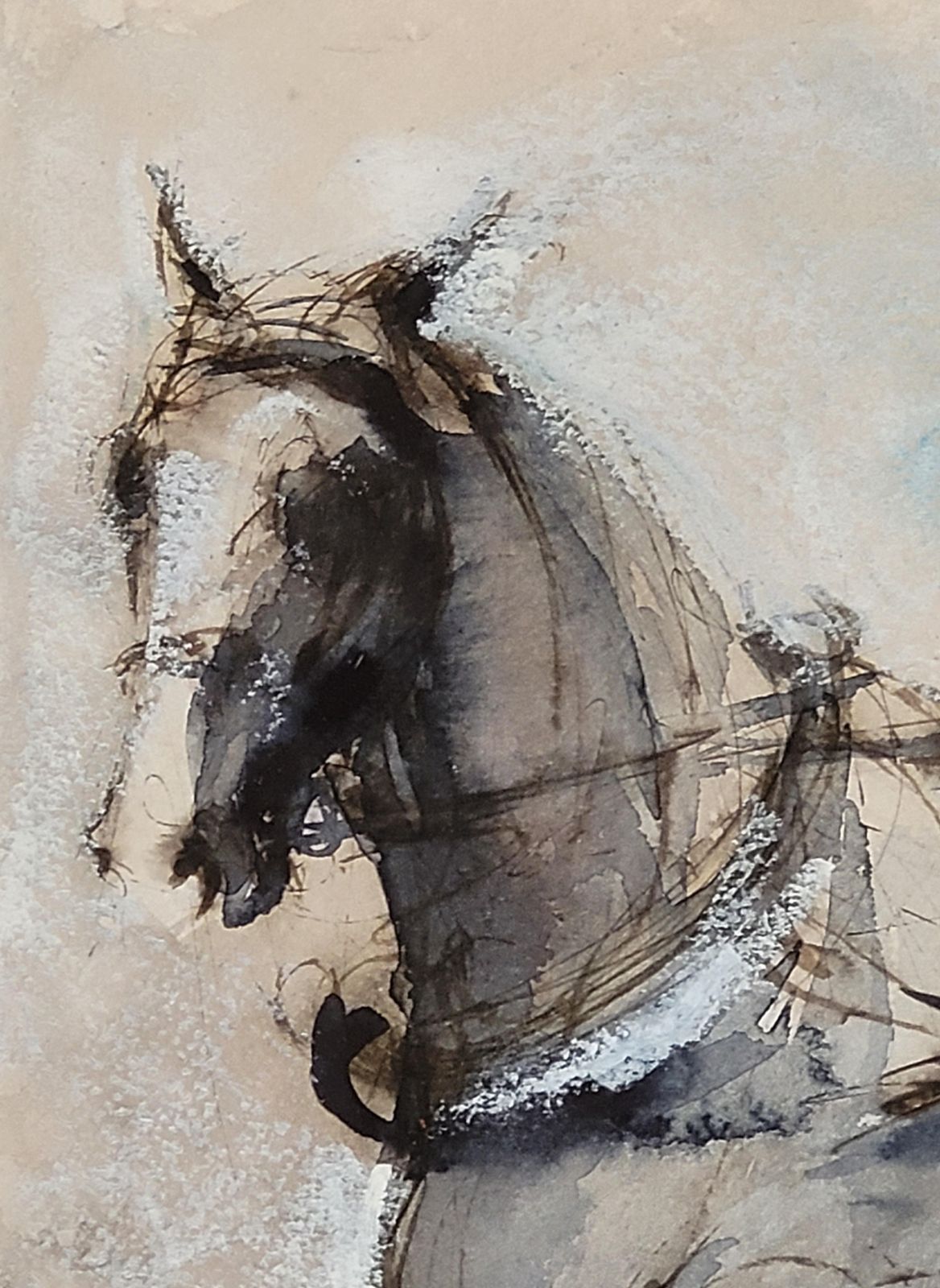 Horse And Trap. Gouache And Watercolour From The 1920s photo vintage