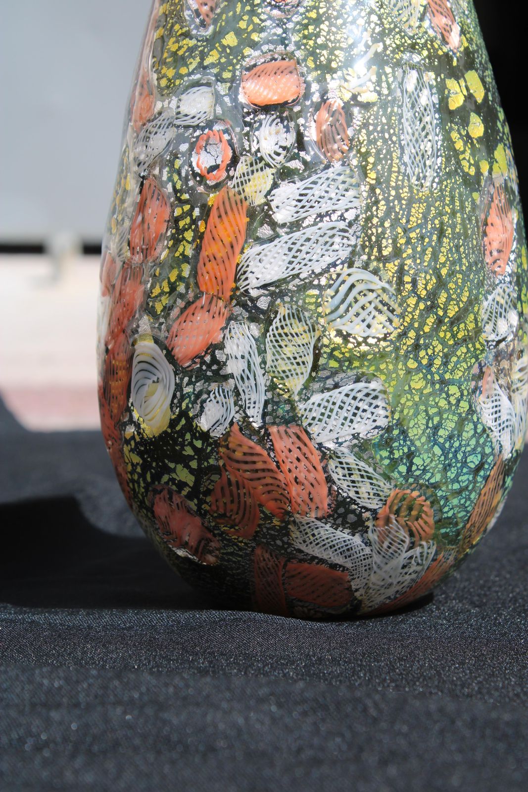 Avem Venice 1960 Multicolor Zanfirico Gold And Silver Murano Glass Vase photo Home Decor