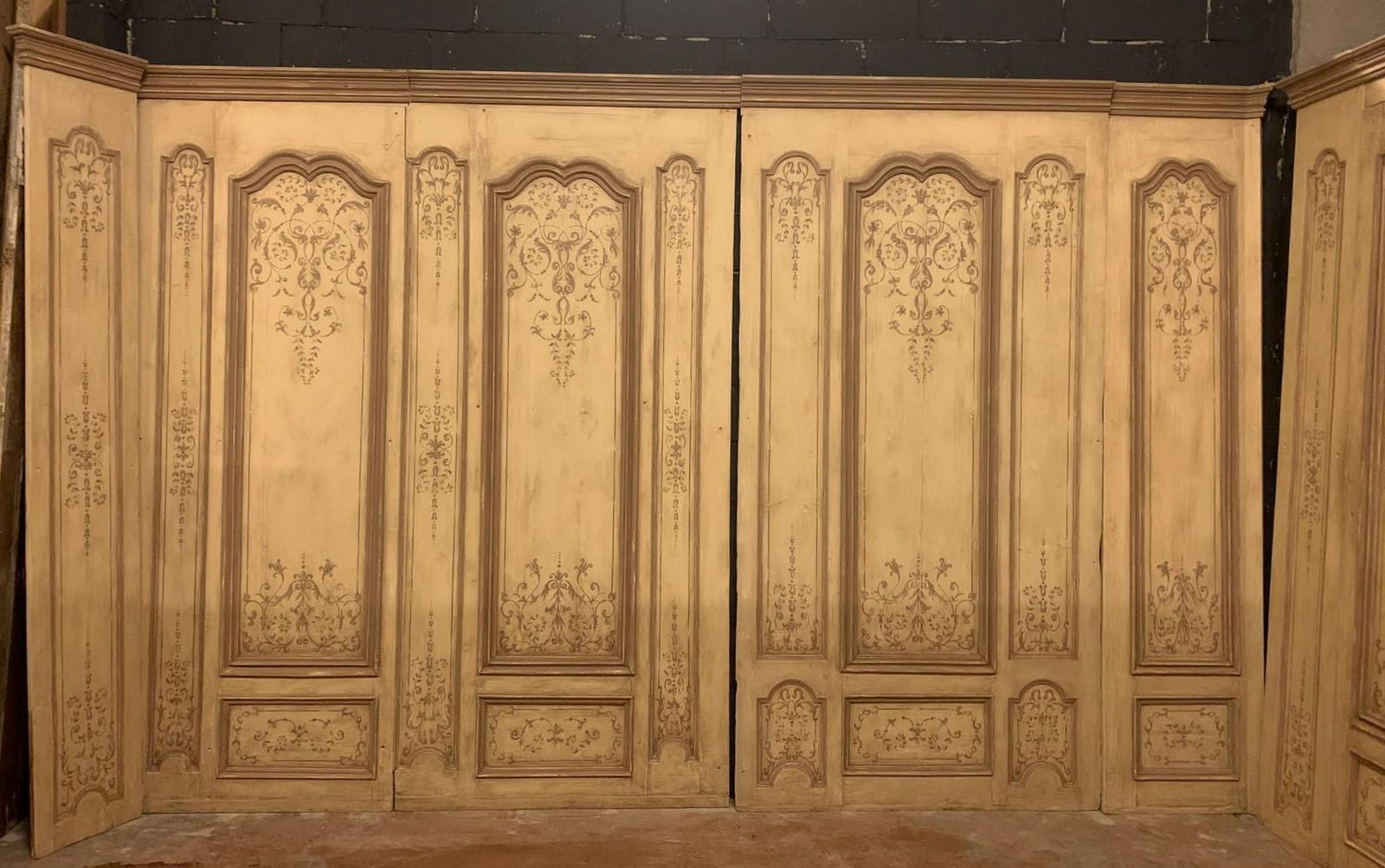 Lacquered Wood Wall Paneling Boiserie Complete With Two Doors, France photo furniture