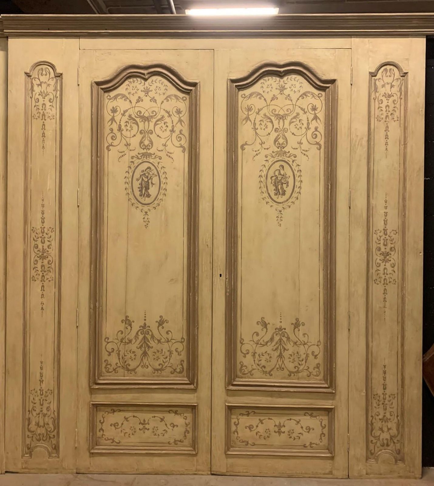 Lacquered Wood Wall Paneling Boiserie Complete With Two Doors, France photo Home Fixtures
