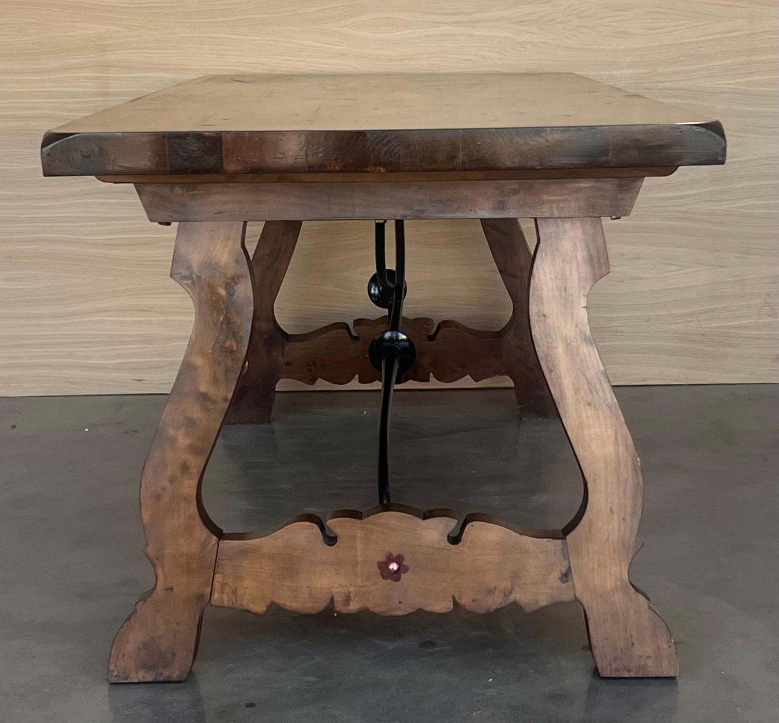 19th C. Dining Or Console Table Of Walnut With Lyre Legs And Heavy Top, Spain photo buy