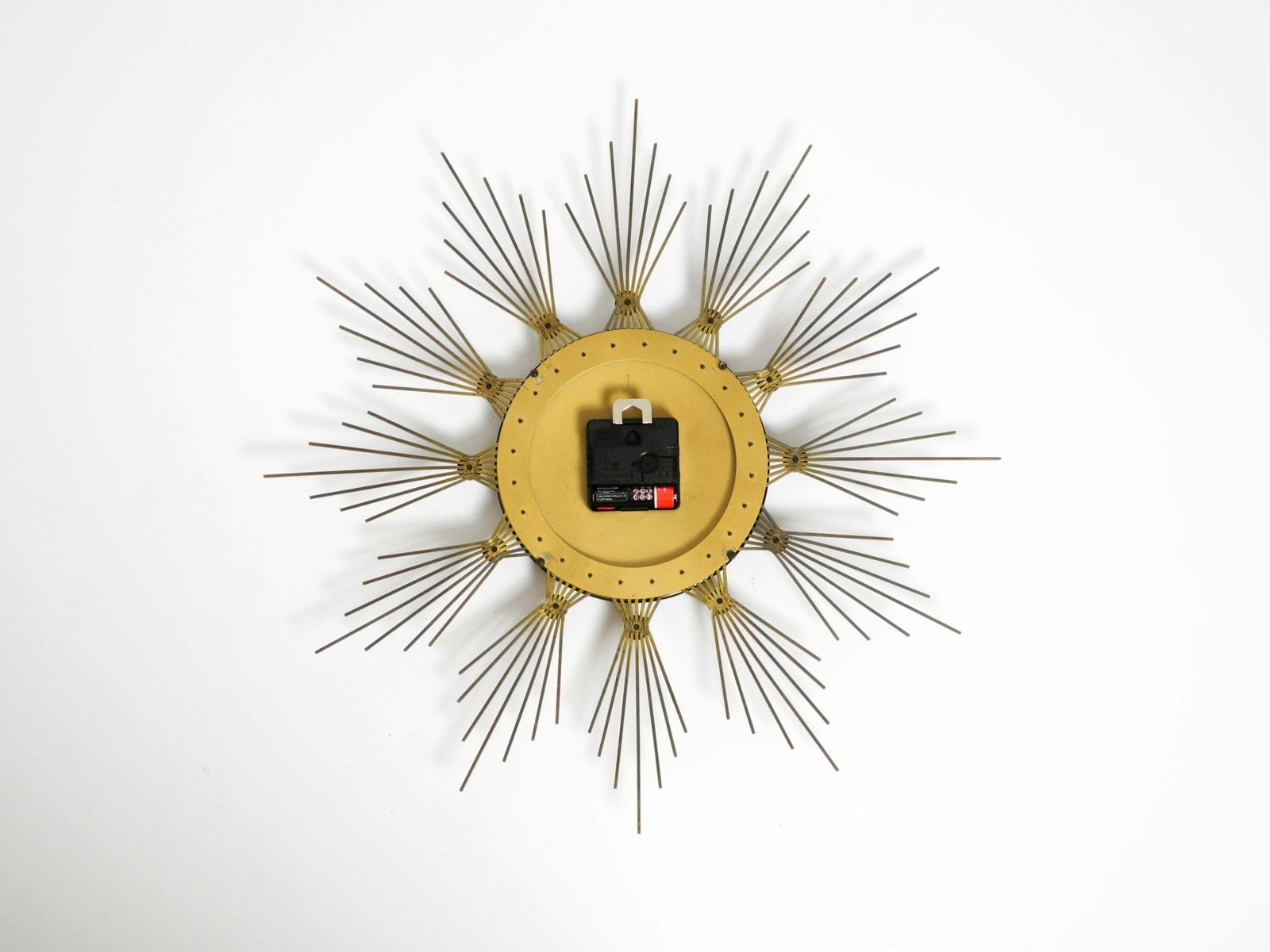 Home Decor Original 1950s Sunburst Wall Clock By Atlanta Made Of Brass And Battery Operated photo