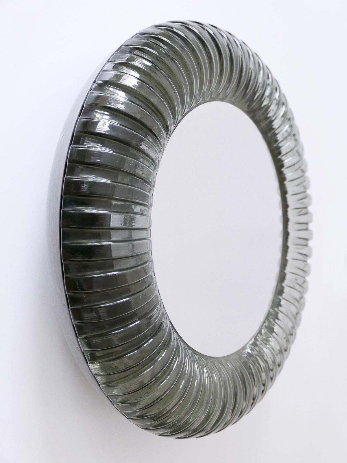 3715.0 Rare & Decorative Mid Century Modern Glass Backlit Wall Mirror Germany 1960s photo