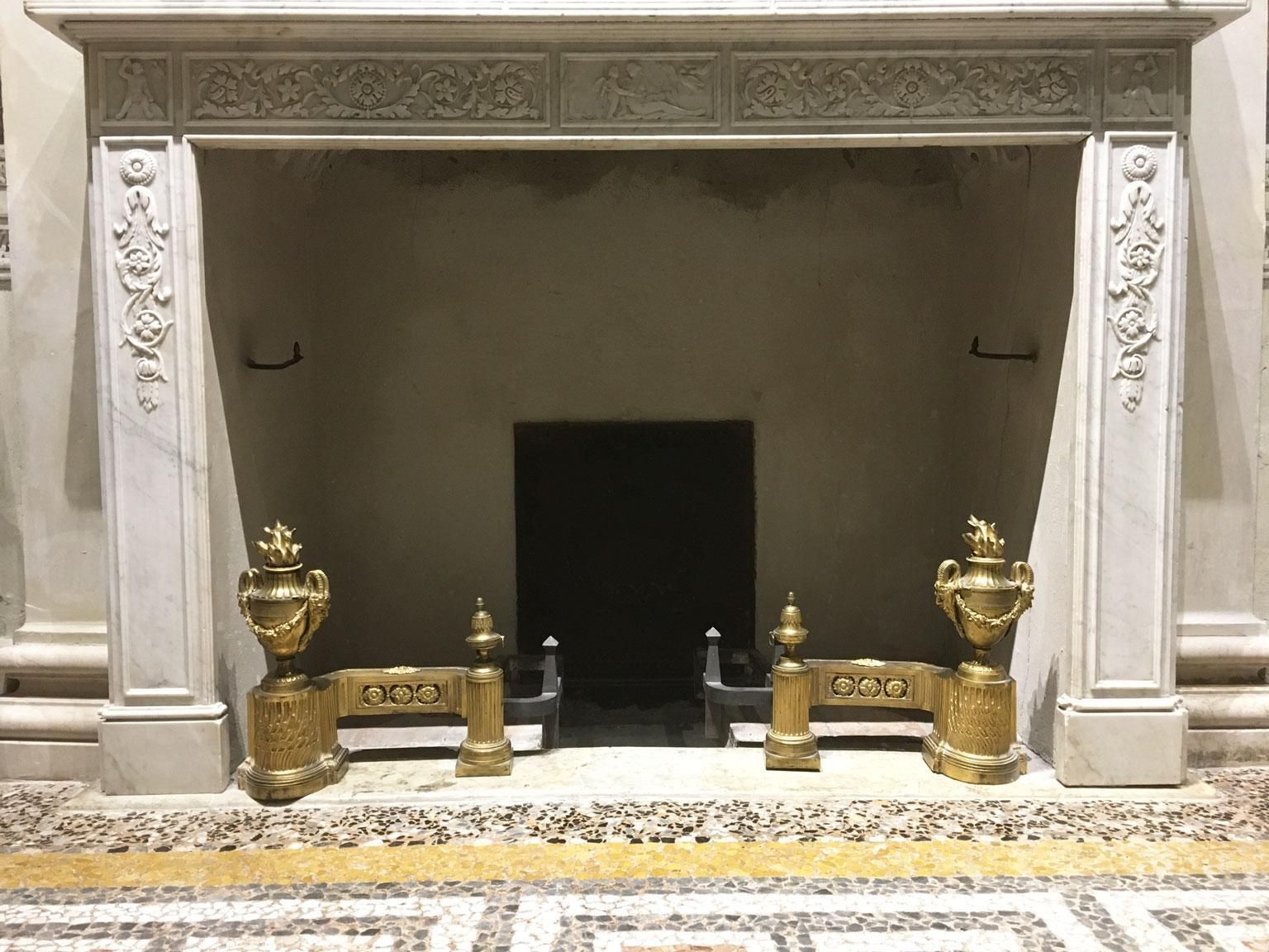 France Mid 18th Century Pair Bronze And Iron Neoclassical Andirons photo for sale