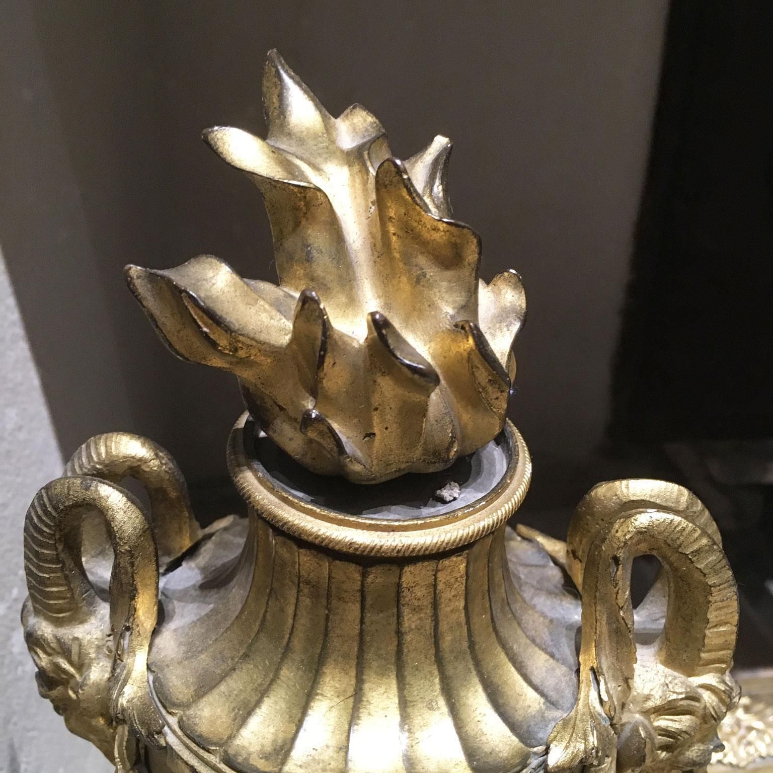 photo buy France Mid 18th Century Pair Bronze And Iron Neoclassical Andirons