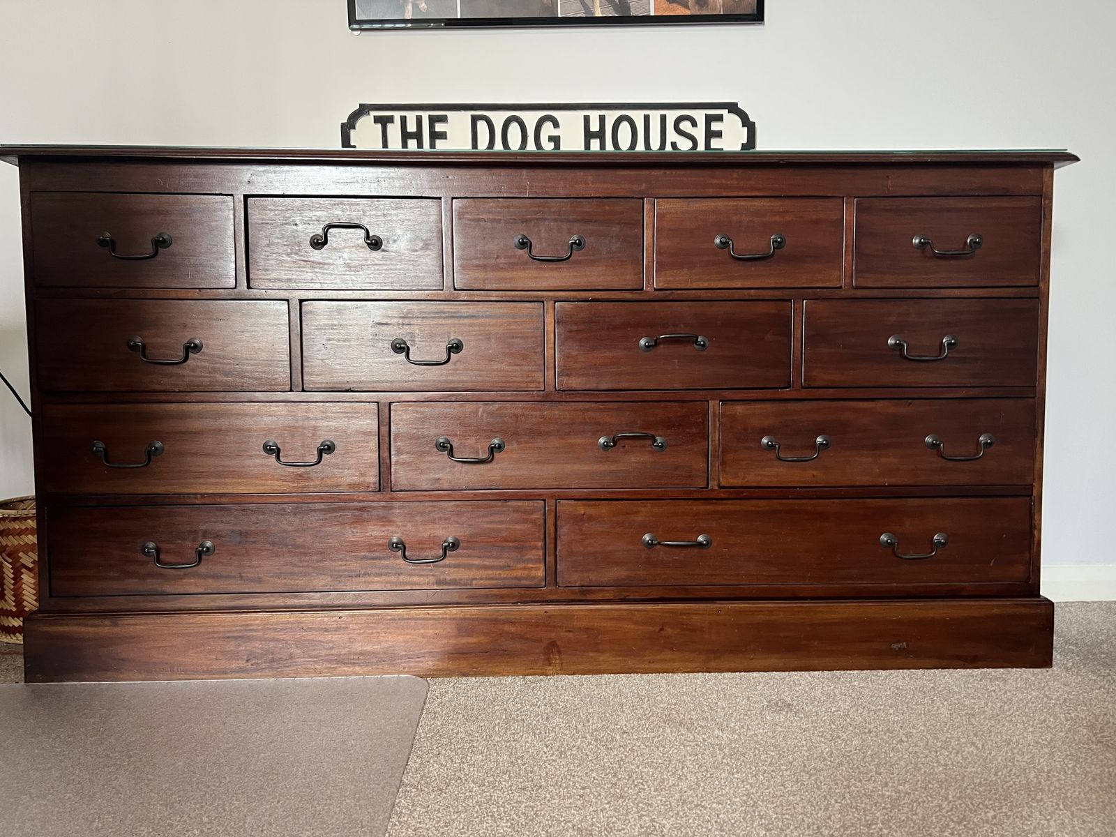 Villa & Hut Solid Mahogany 14 Drawer Dresser With Glass Top /Excellent Condition photo furniture