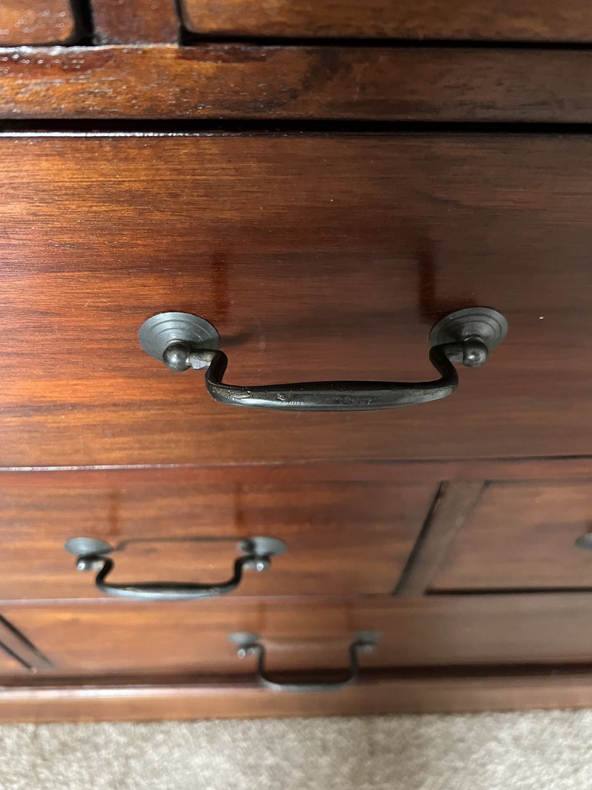 Villa & Hut Solid Mahogany 14 Drawer Dresser With Glass Top /Excellent Condition photo for sale