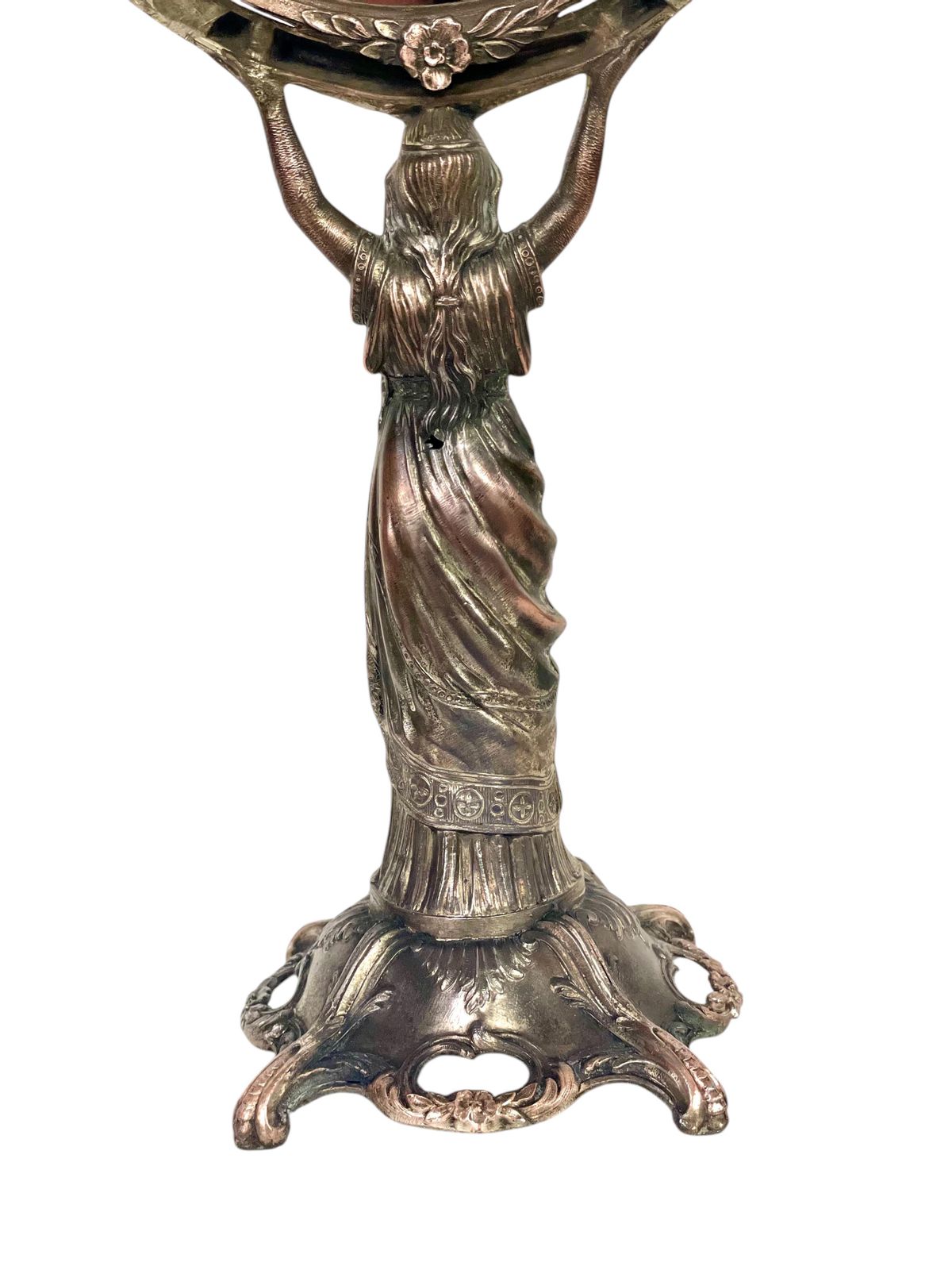 19th Century Silvered Bronze Table Psyche Mirror photo vintage