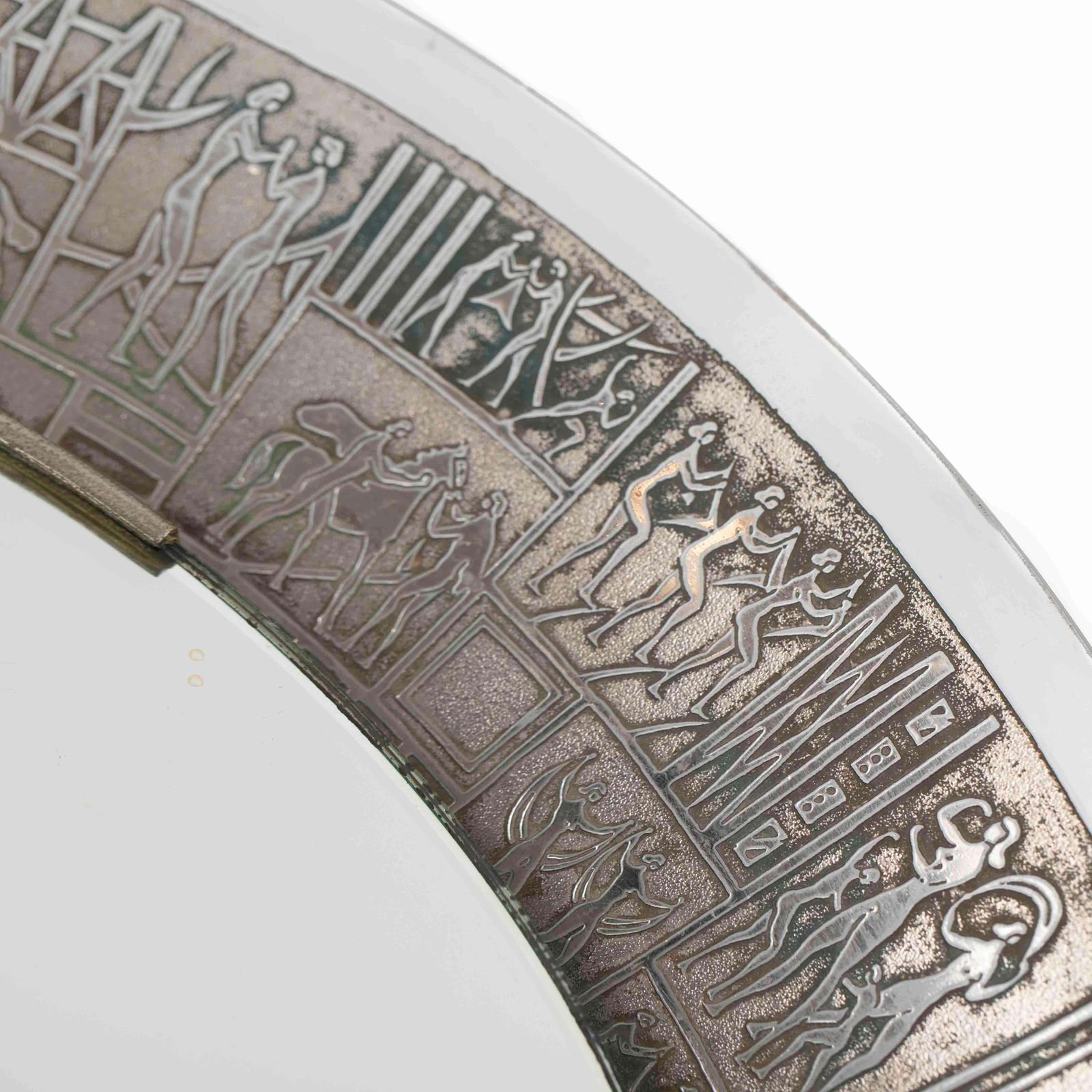Round Italian Mid Century Relief Mirror Stylized Mythological Decoratiion 1970s photo Home Decor
