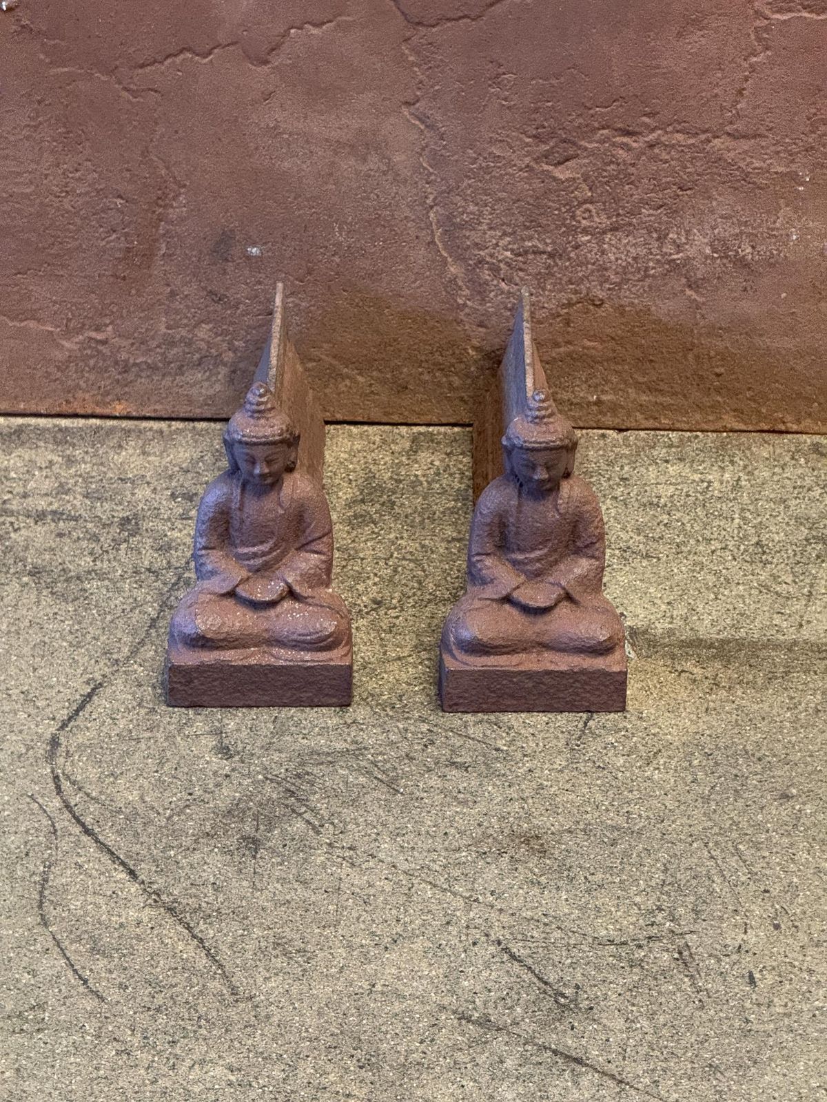 Rare French 'Buddha' Andirons, Fire Dogs, 19th Century photo Home Fixtures