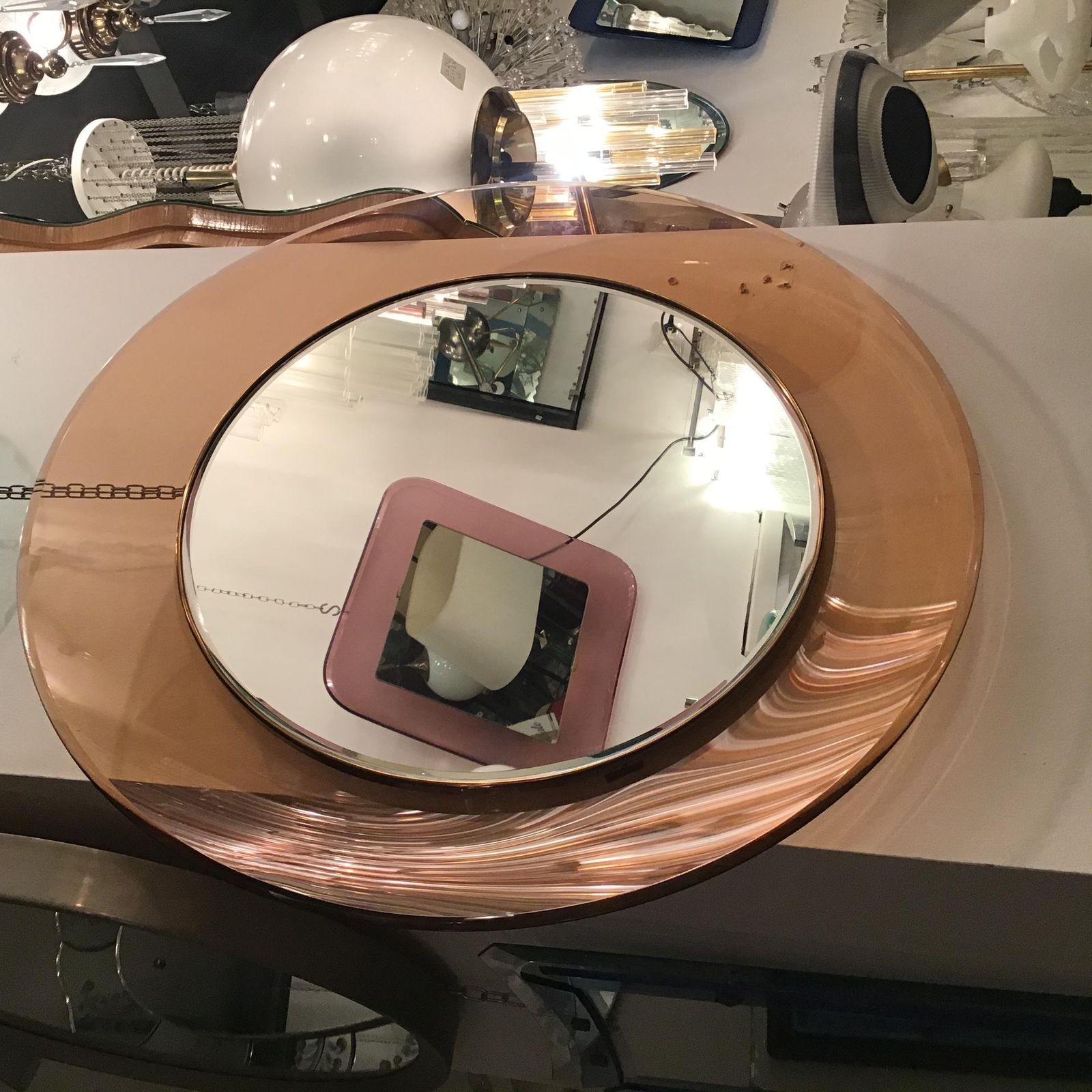 Max Ingrand “Fontana Arte” Mirror Brass Glass 1968 Italy photo for sale