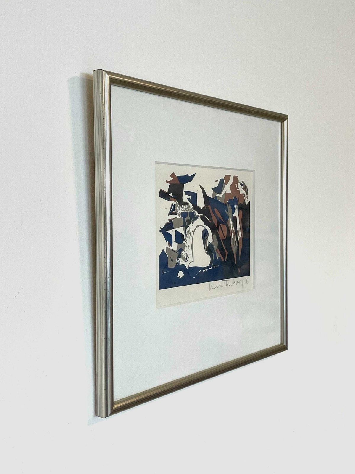 Danish Vintage Postmodern Expressionist Abstract Woodcut Print By Artist Helle Thorborg (B. 1927) photo for sale