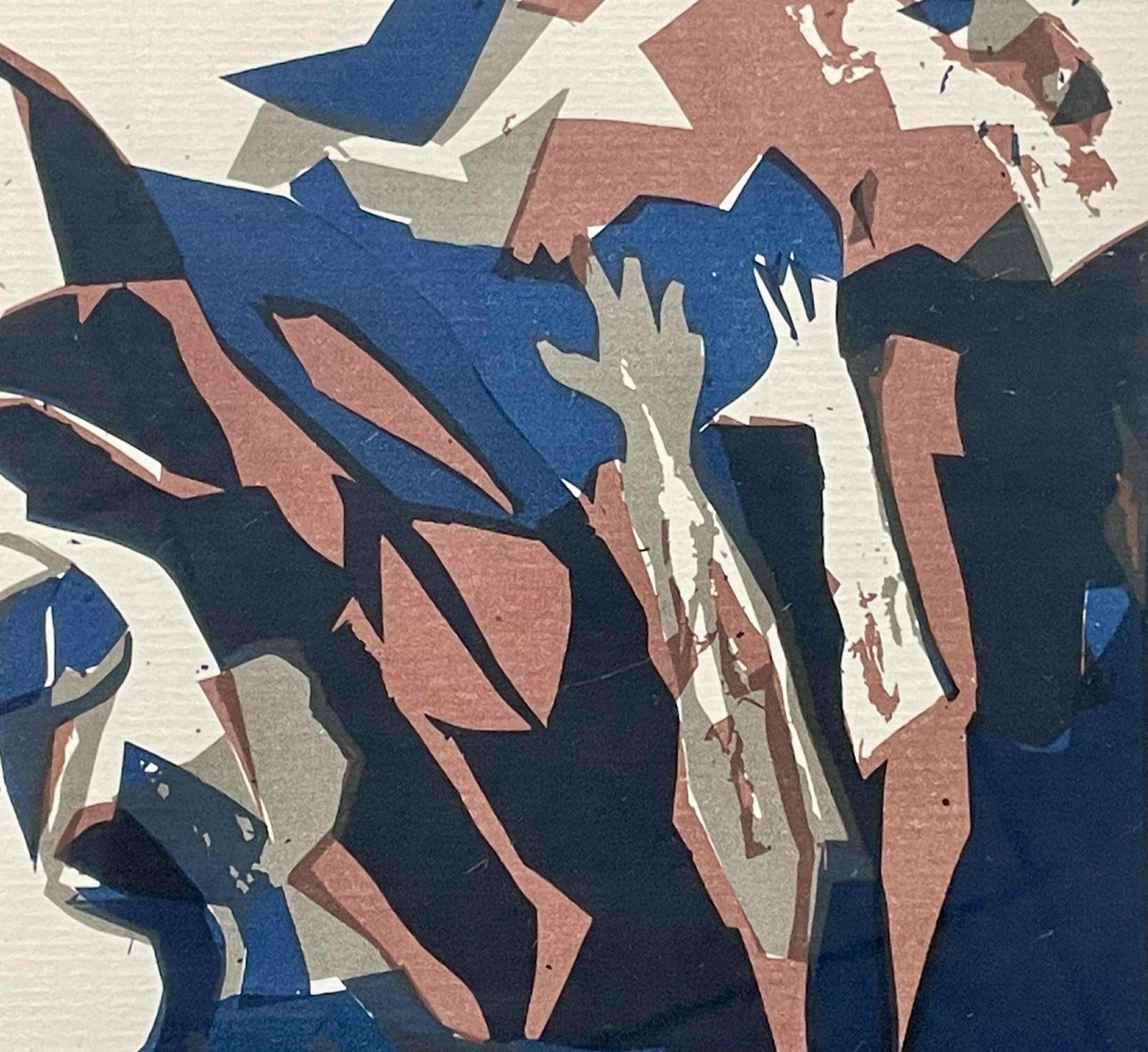 Danish Vintage Postmodern Expressionist Abstract Woodcut Print By Artist Helle Thorborg (B. 1927) photo Art