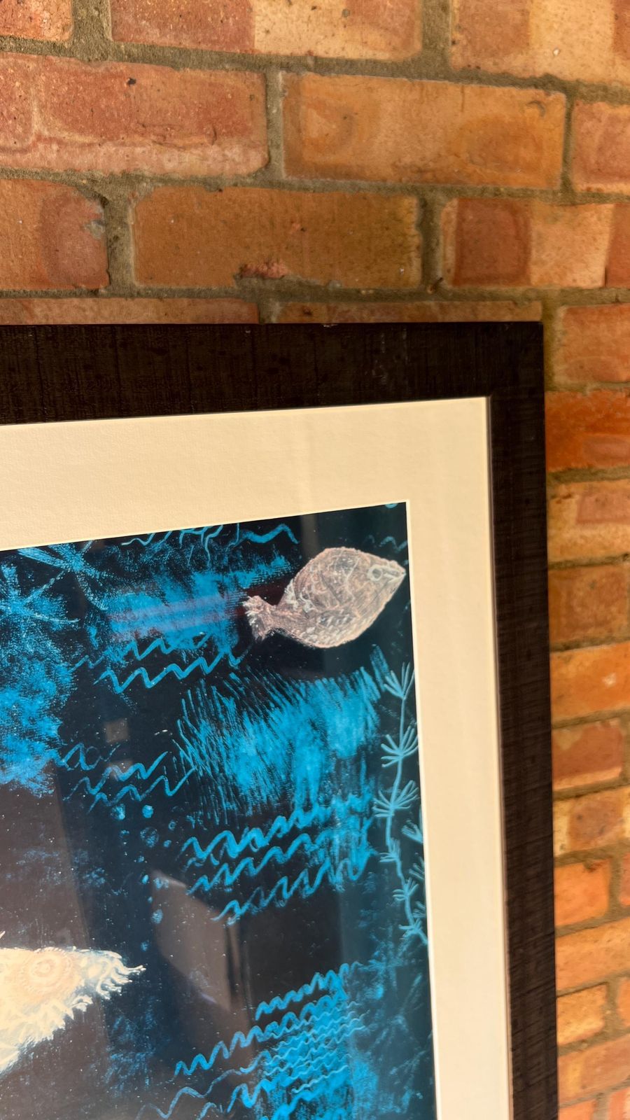 Large Solid Black Glazed Wooden Frame With Mounted “The Goldfish” Fish Print By Paul Klee photo Art