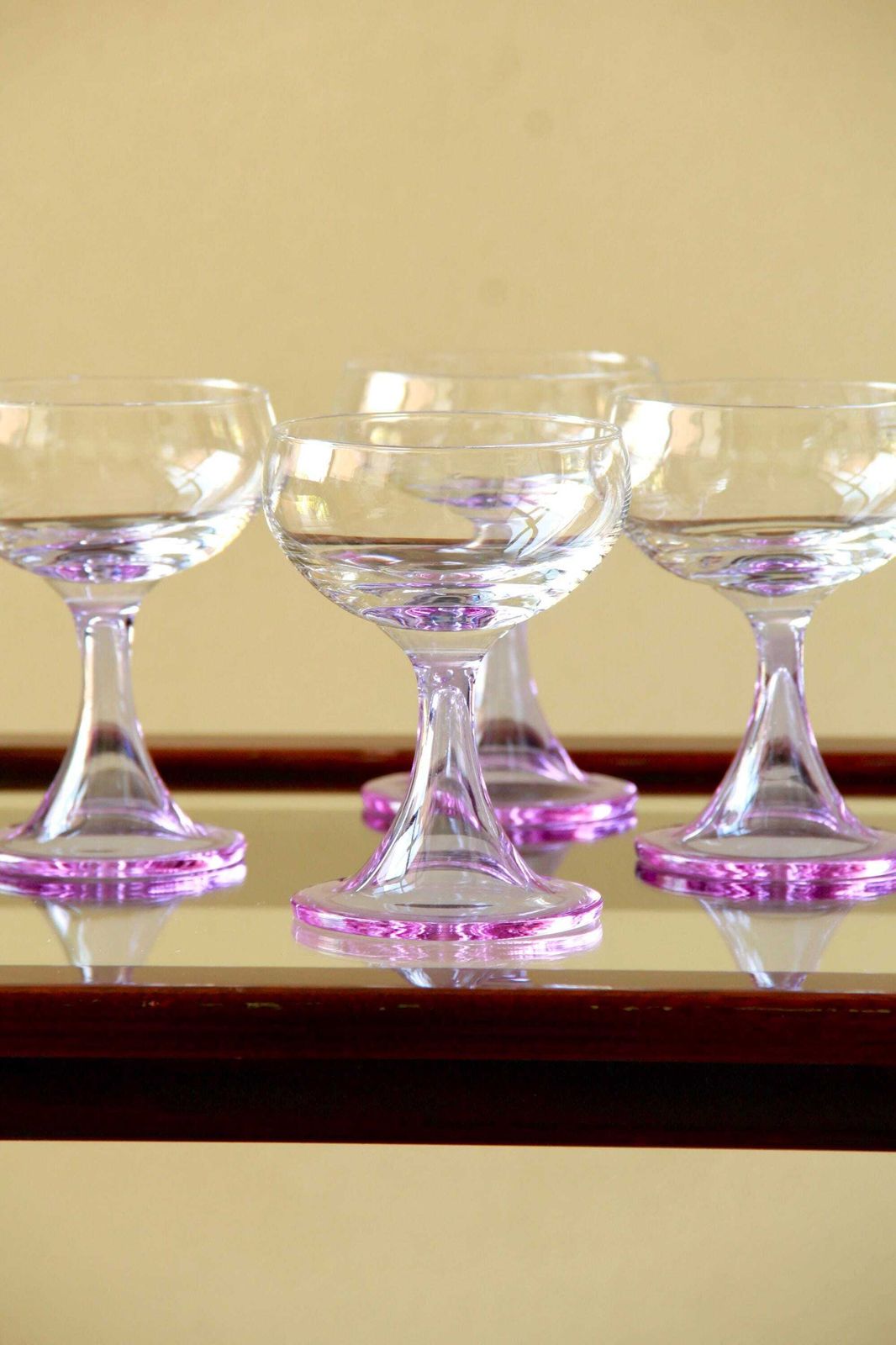 Violette, Space Age Alexandrite Drinking Champagne Or Cocktail Glasses, Set Of 4, Italy, 1970s