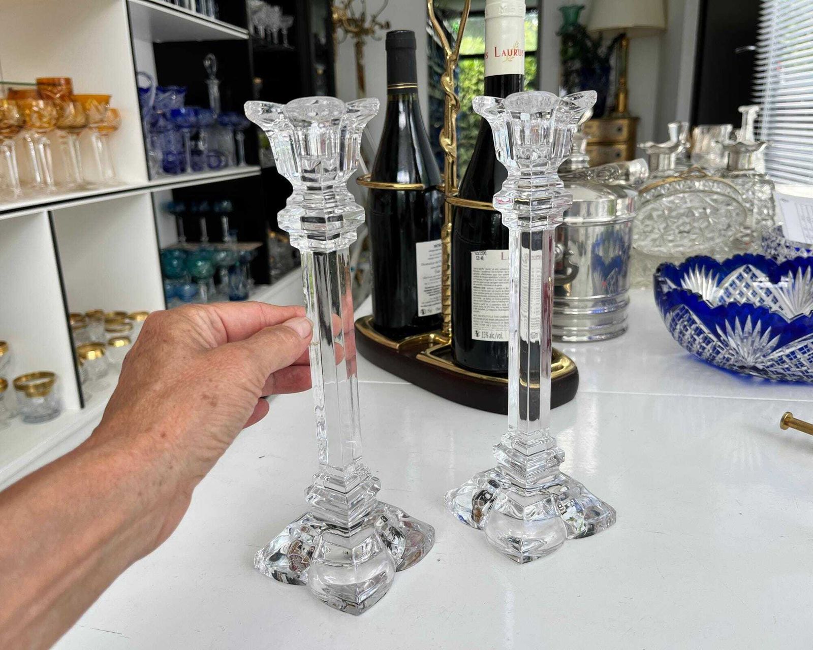 Vintage Art Deco Crystal Candlesticks Nachtmann | 2pcs photo furniture
