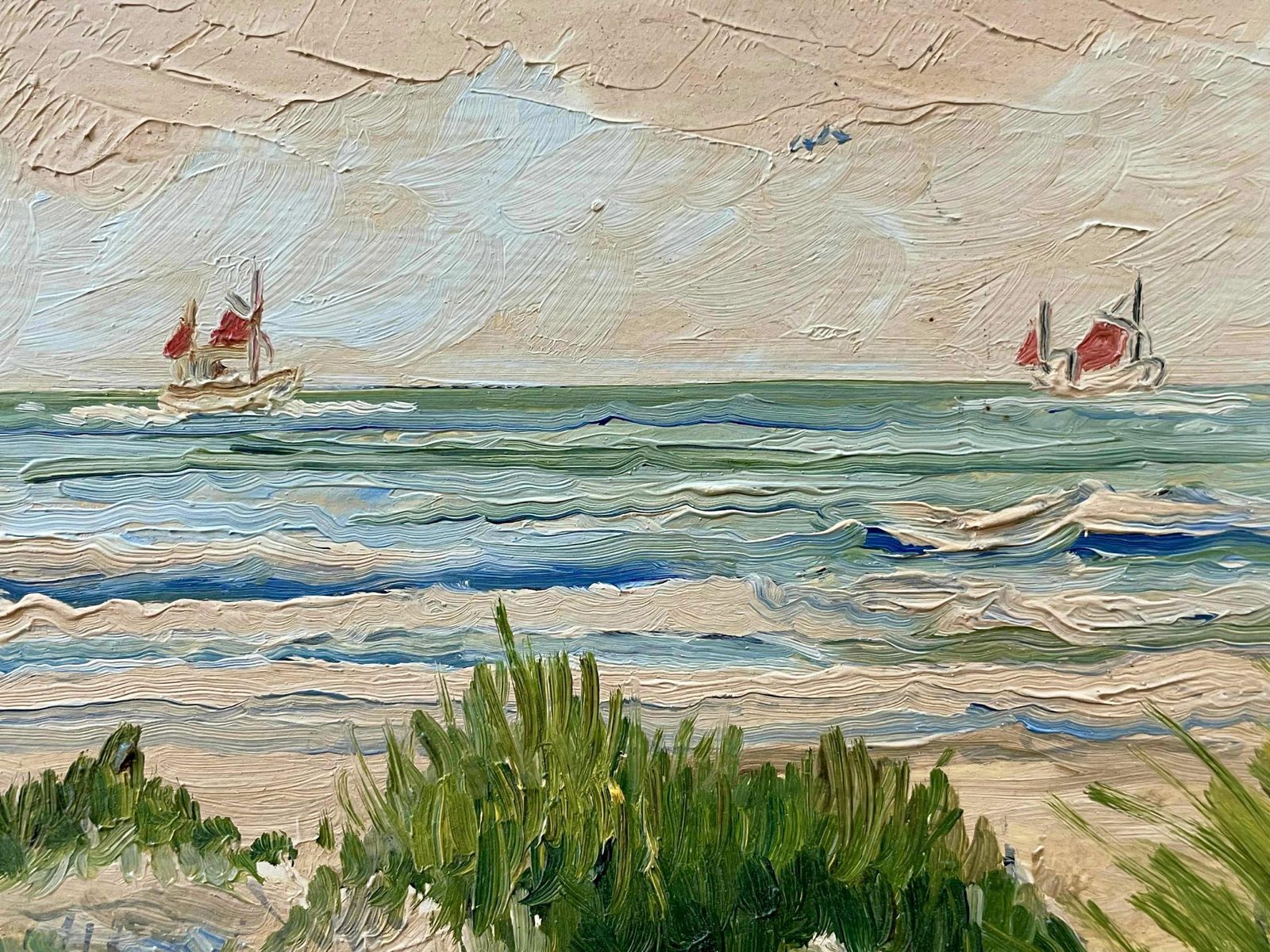 Danish Vintage Oil Painting From 1991 With A Coastal Motive Of The North Sea photo 231.0