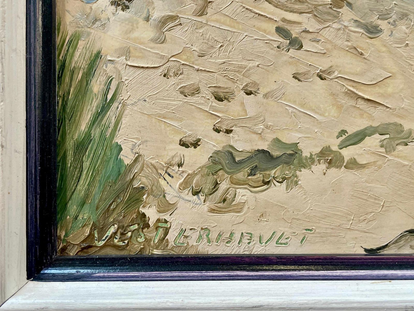 Danish Vintage Oil Painting From 1991 With A Coastal Motive Of The North Sea photo vintage