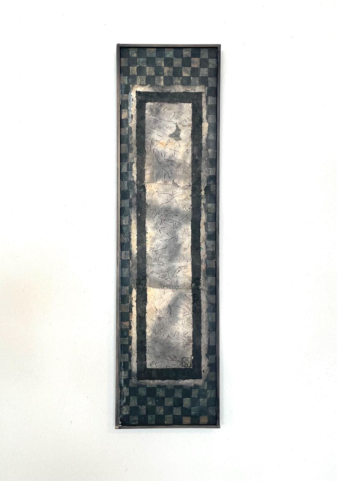 Danish Abstract Mixed Media Painting With Handmade Paper By Artist Marianne Weber   Original Art From Denmark In Dark Tones photo for sale