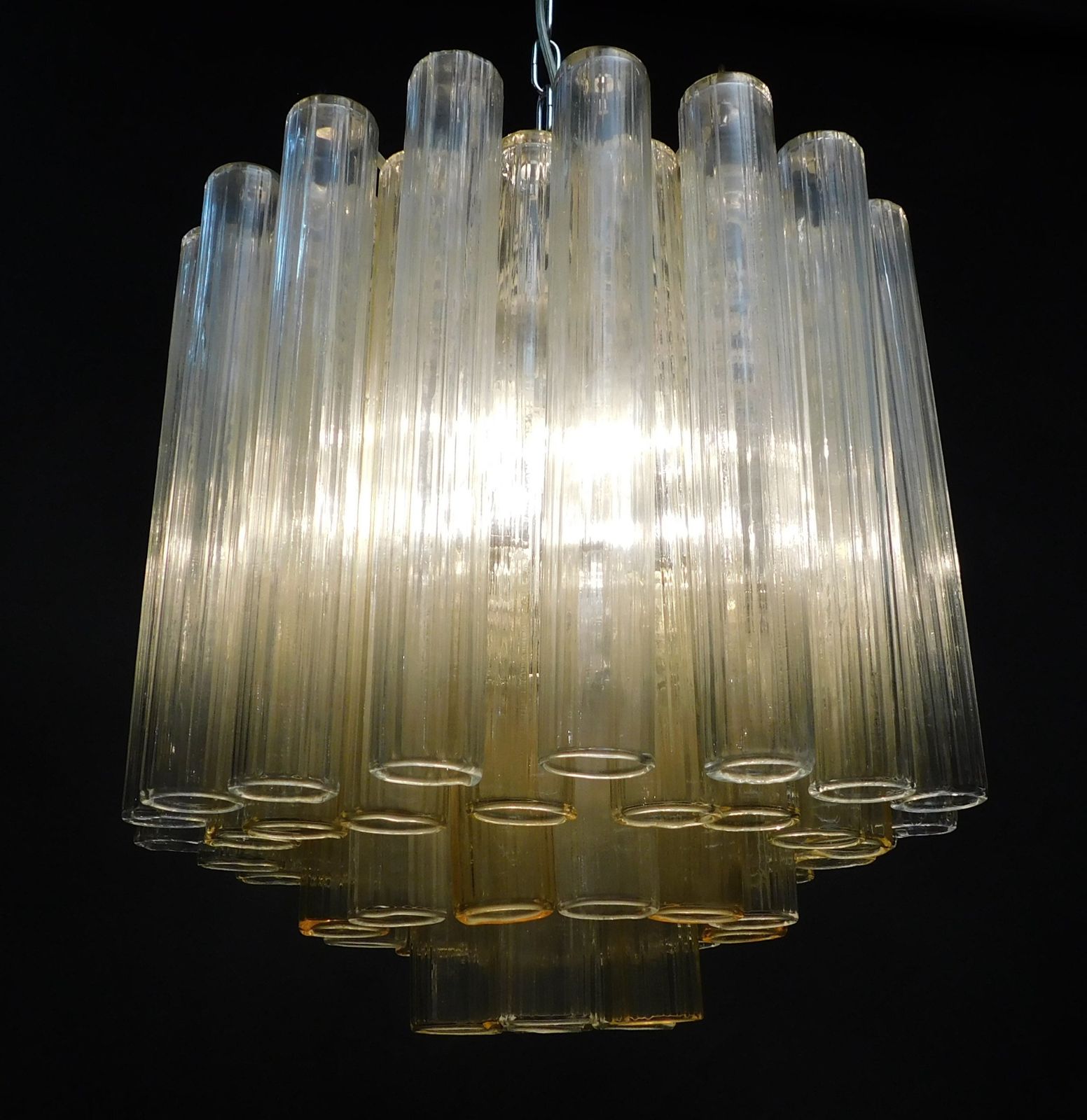 Clear And Yellow Murano Tubes Chandelier photo furniture