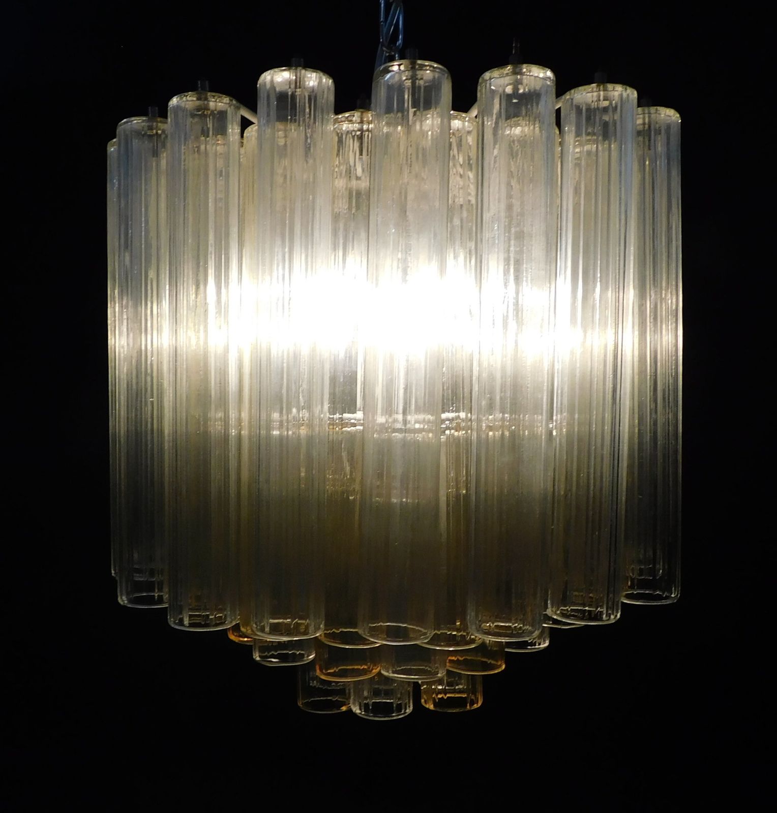 Clear And Yellow Murano Tubes Chandelier photo vinterior