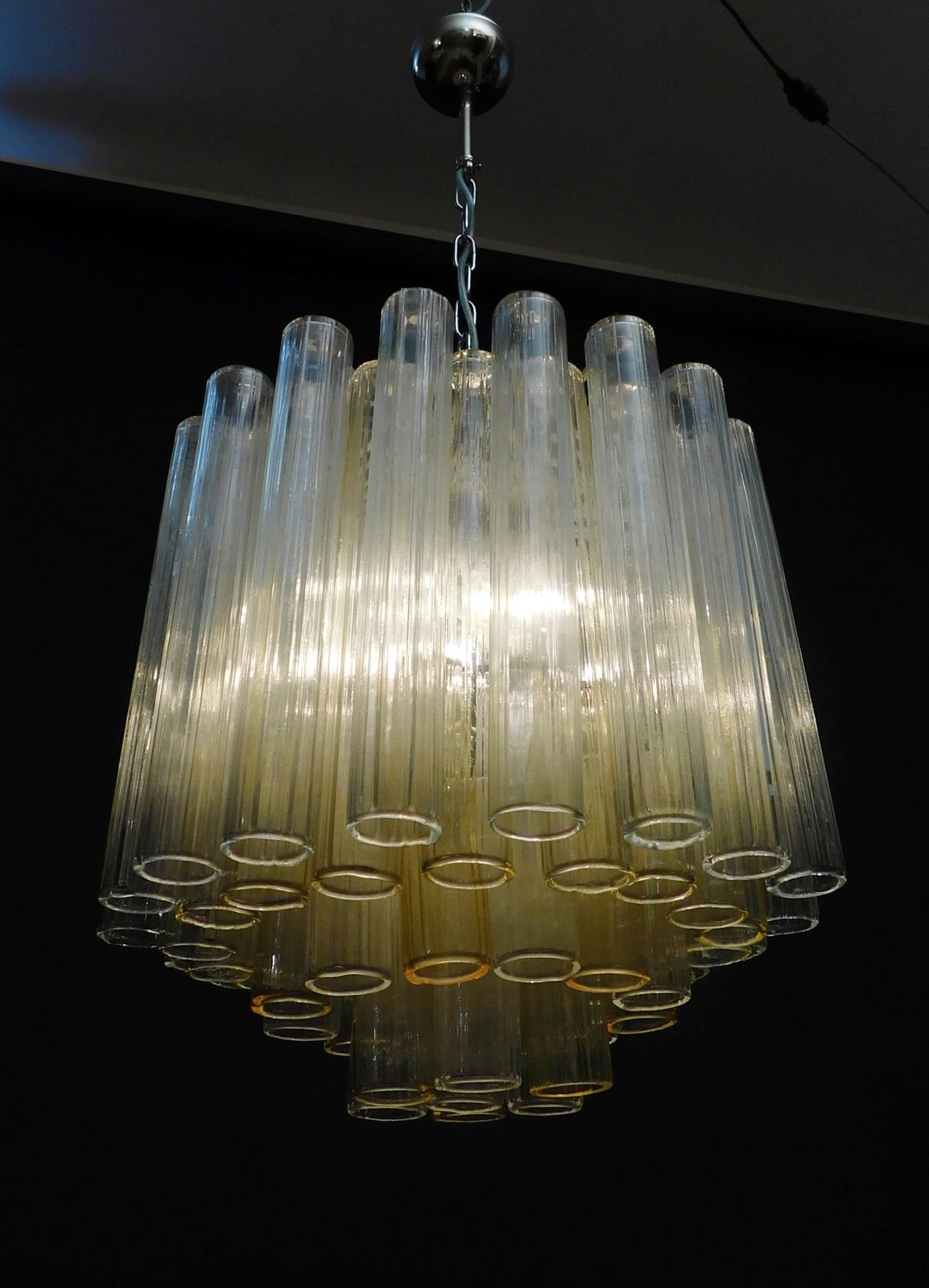 Clear And Yellow Murano Tubes Chandelier photo buy