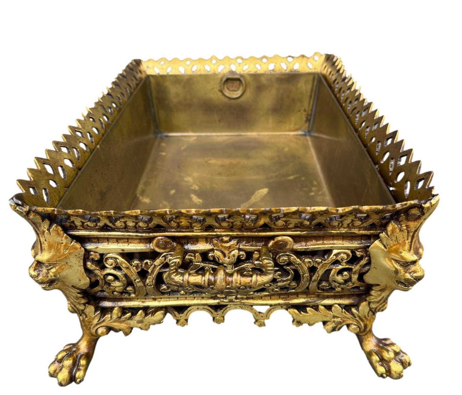 Antique French Gilt Bronze Jardinière, Circa 1920 Centerpiece, Gift For Her photo for sale