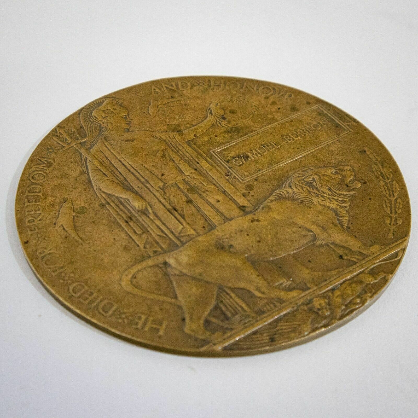 First World War Memorial Plaque With Papers photo for sale