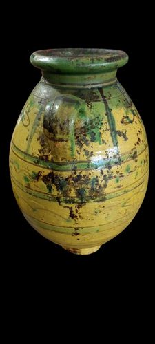 Antique Terracotta Glazed Jug Tunisia Maghreb 19th Century Vase photo furniture
