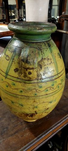Antique Terracotta Glazed Jug Tunisia Maghreb 19th Century Vase photo buy