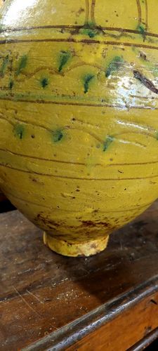 Antique Terracotta Glazed Jug Tunisia Maghreb 19th Century Vase photo vintage