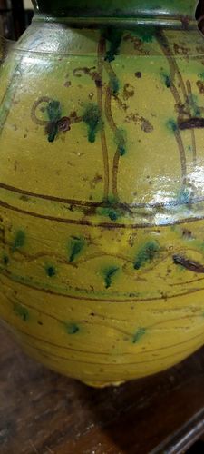 photo furniture Antique Terracotta Glazed Jug Tunisia Maghreb 19th Century Vase