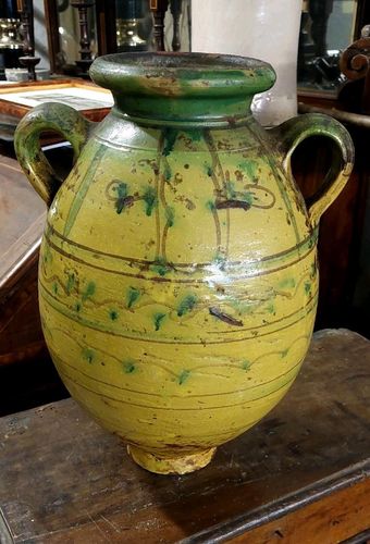 Home Decor Antique Terracotta Glazed Jug Tunisia Maghreb 19th Century Vase photo