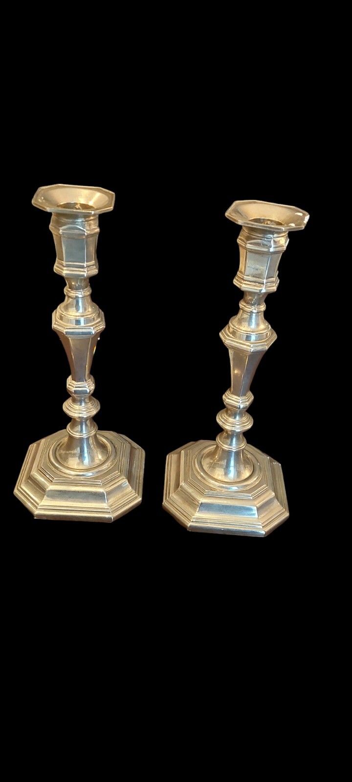 Pair Candlesticks Silver Plated Silver Metal Louis XV Style Italy photo for sale