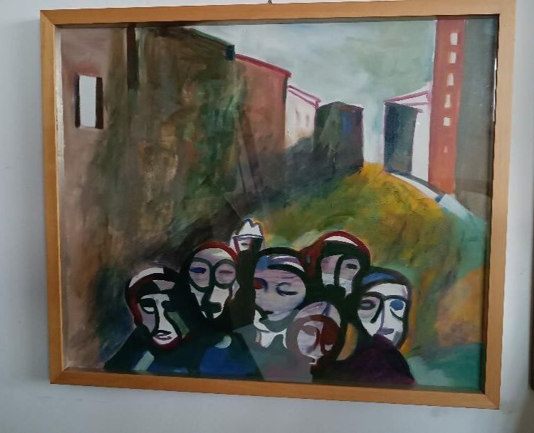 Oil On Canvas Abstract Painting Eros Bortolotti 'The Return Home' 1994 photo furniture