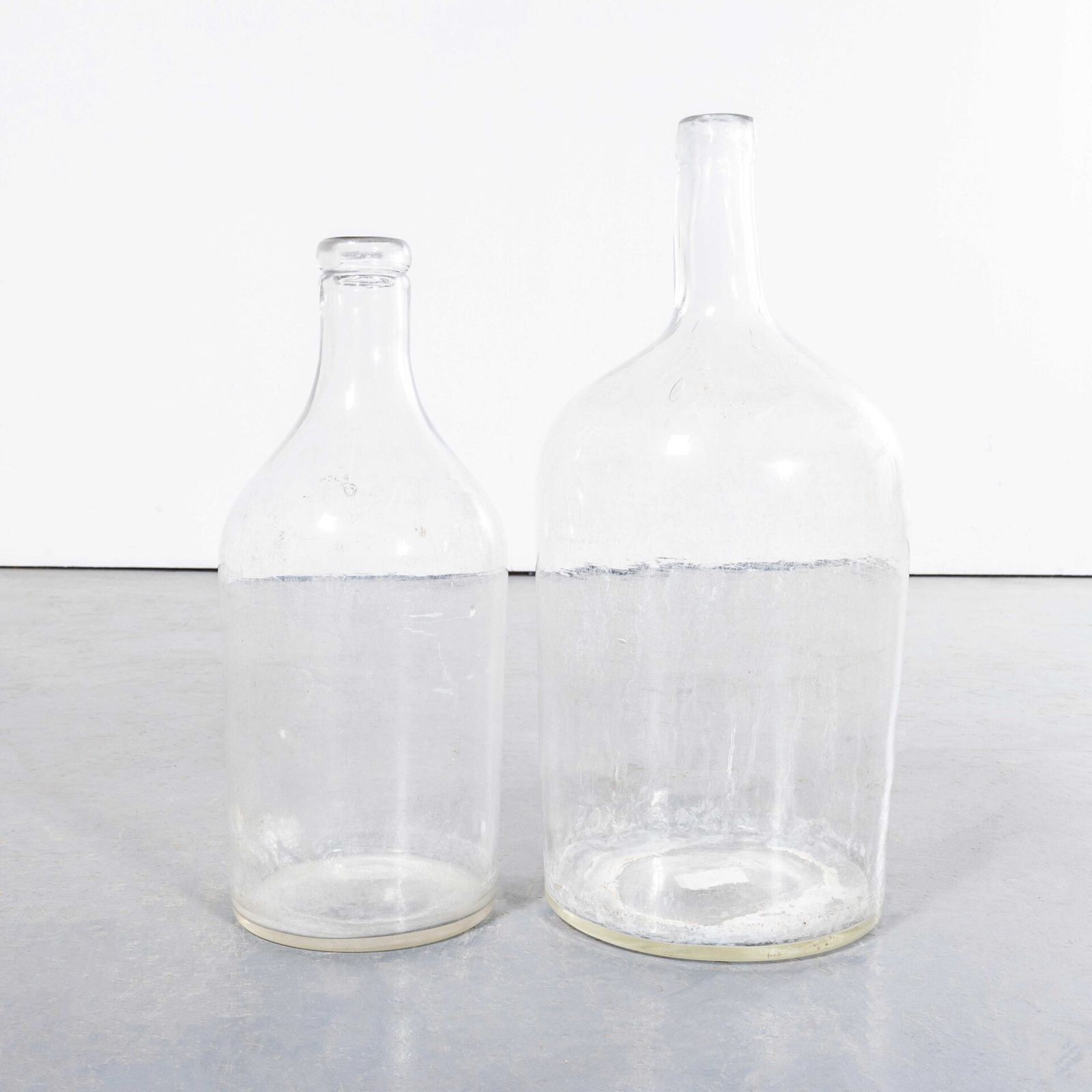 Vintage French Clear Glass Demijohns – Pair