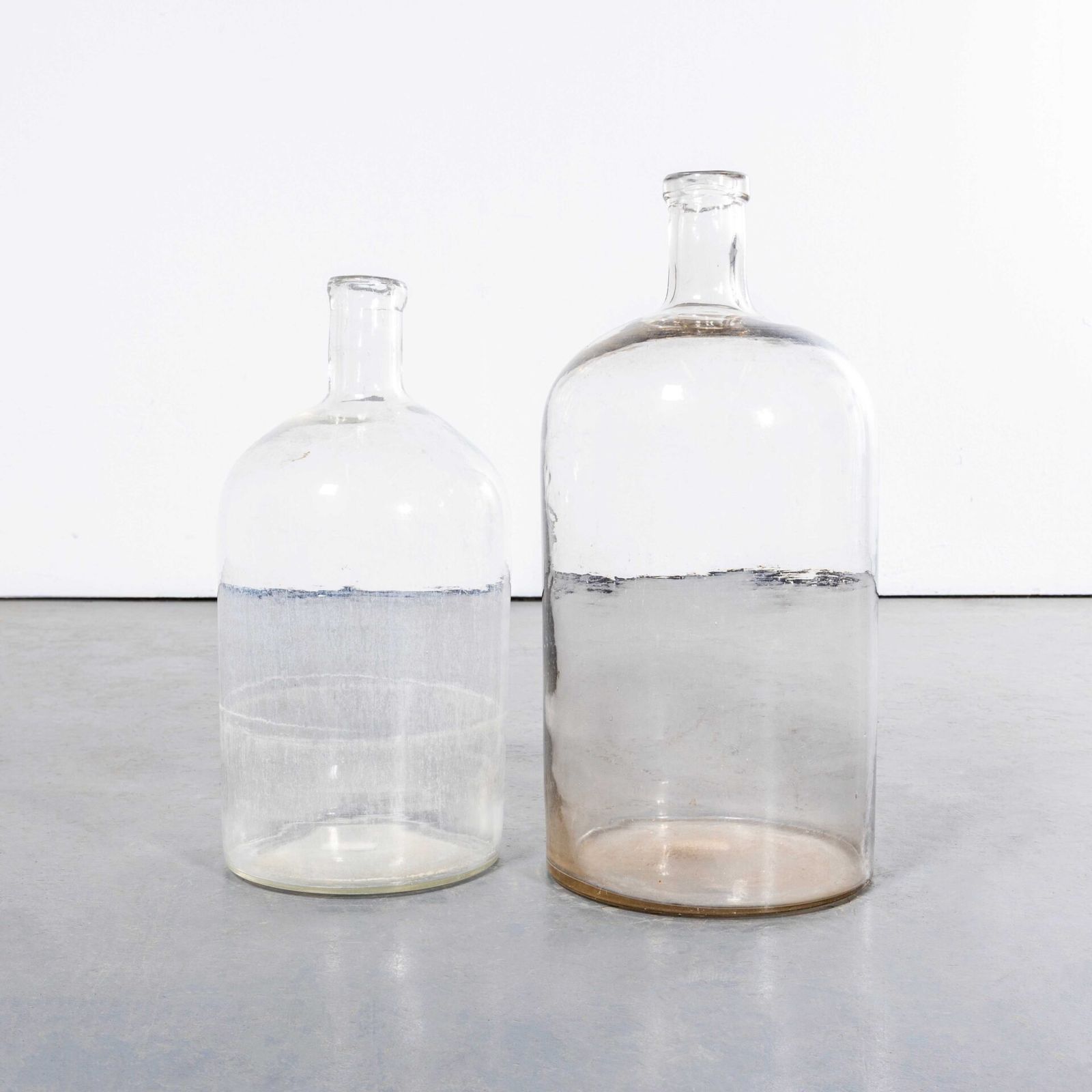 Vintage French Clear Glass Demijohns – Pair