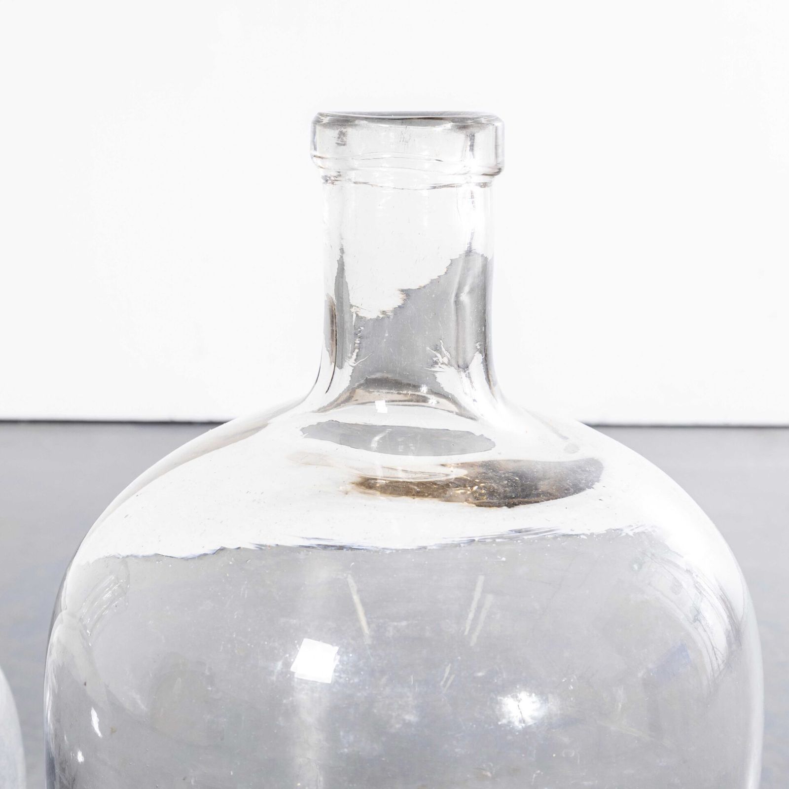 Vintage French Clear Glass Demijohns – Pair photo furniture