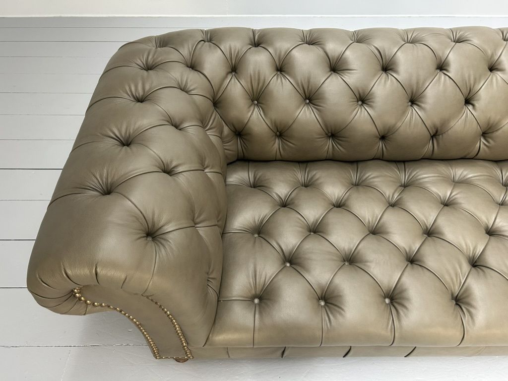 Furniture George Smith “Early Victorian Chesterfield ” Sofa – In Grey Brown Leather photo