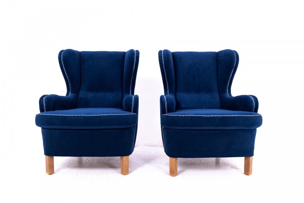 Wingback Armchairs, Northern Europe, Mid 20th Century. After Renovation.