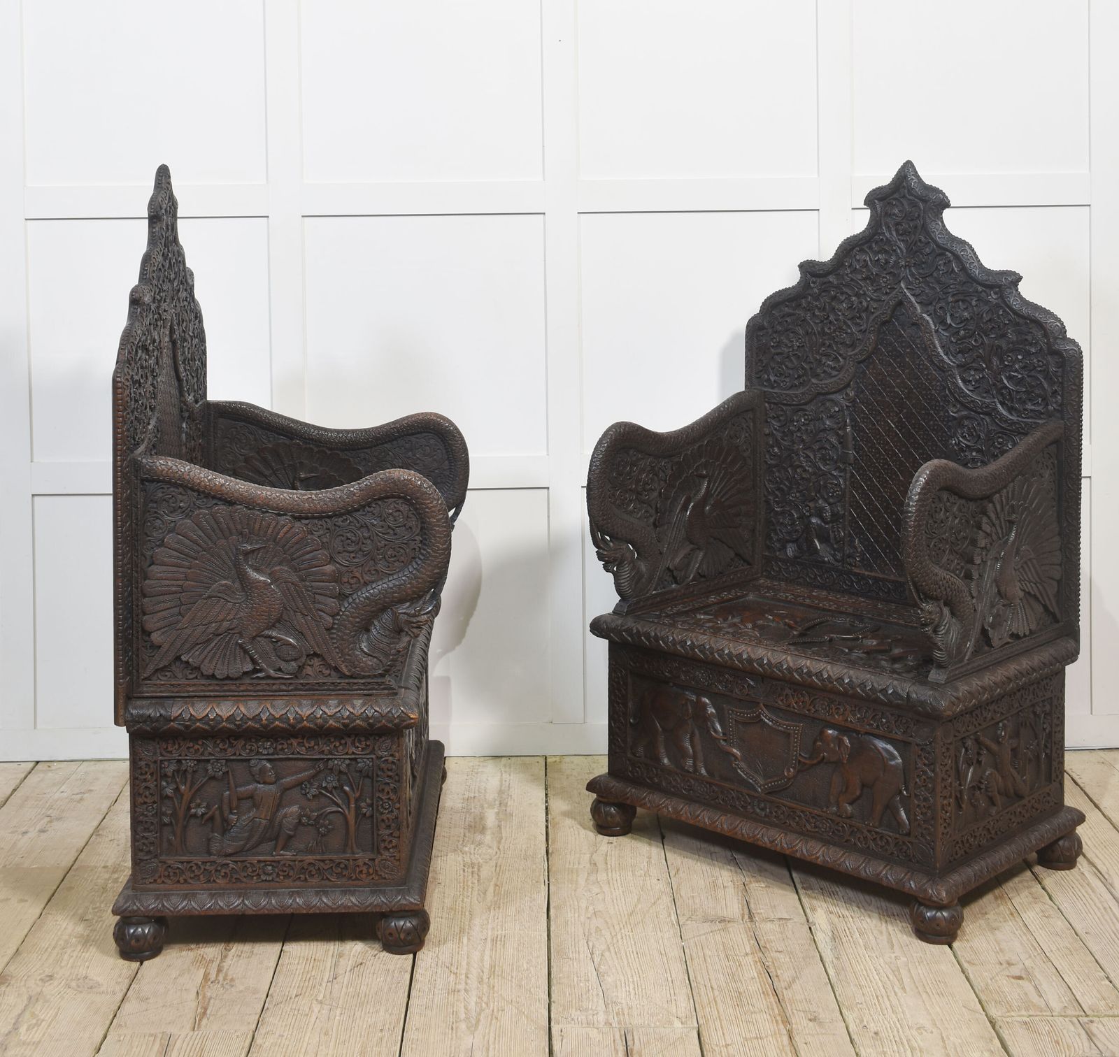 Pair Of 19th Century Carved Ceremonial Armchairs photo vinterior