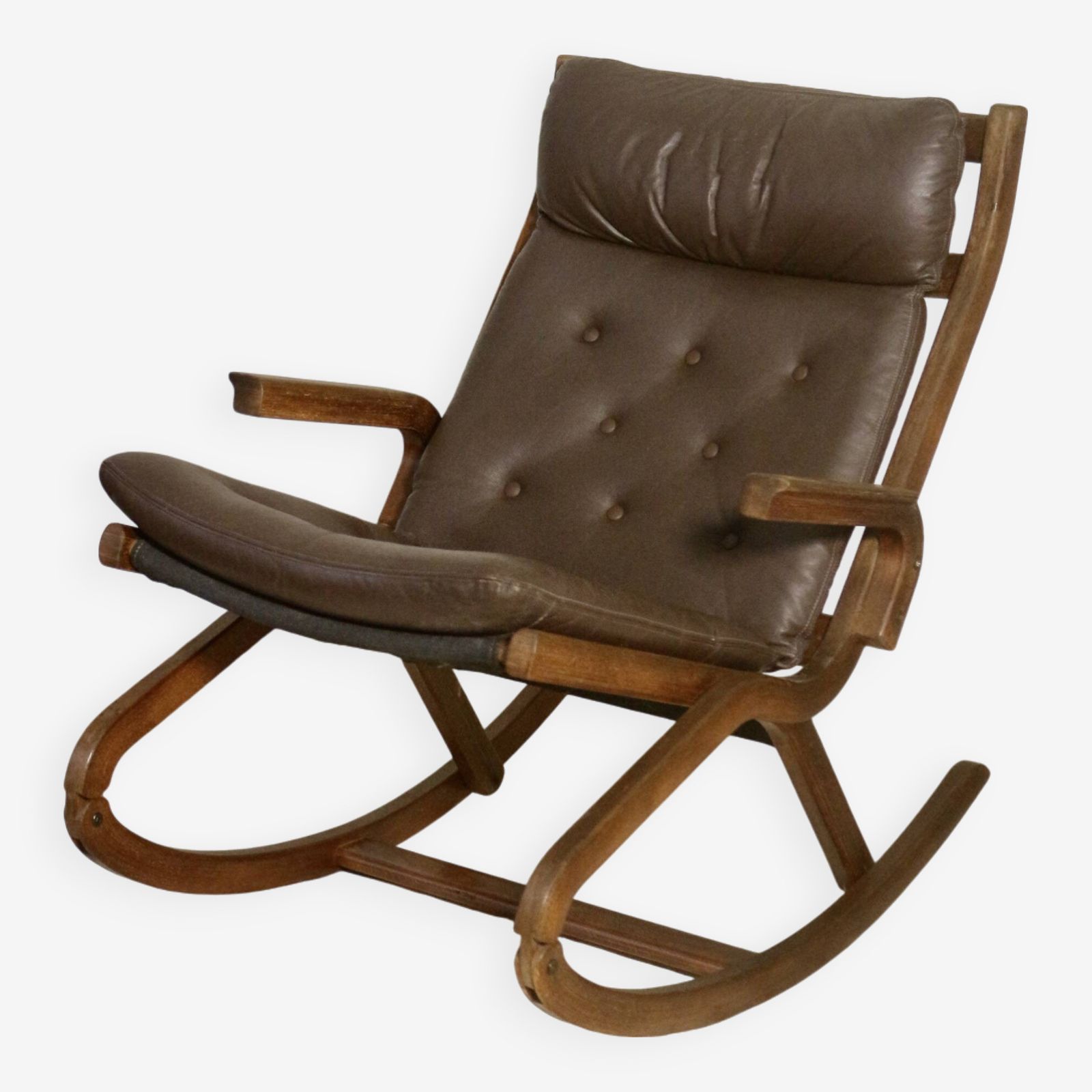 Rocking Chair Design Norway 1960s Teak Wood Year 60 Ref Paolo