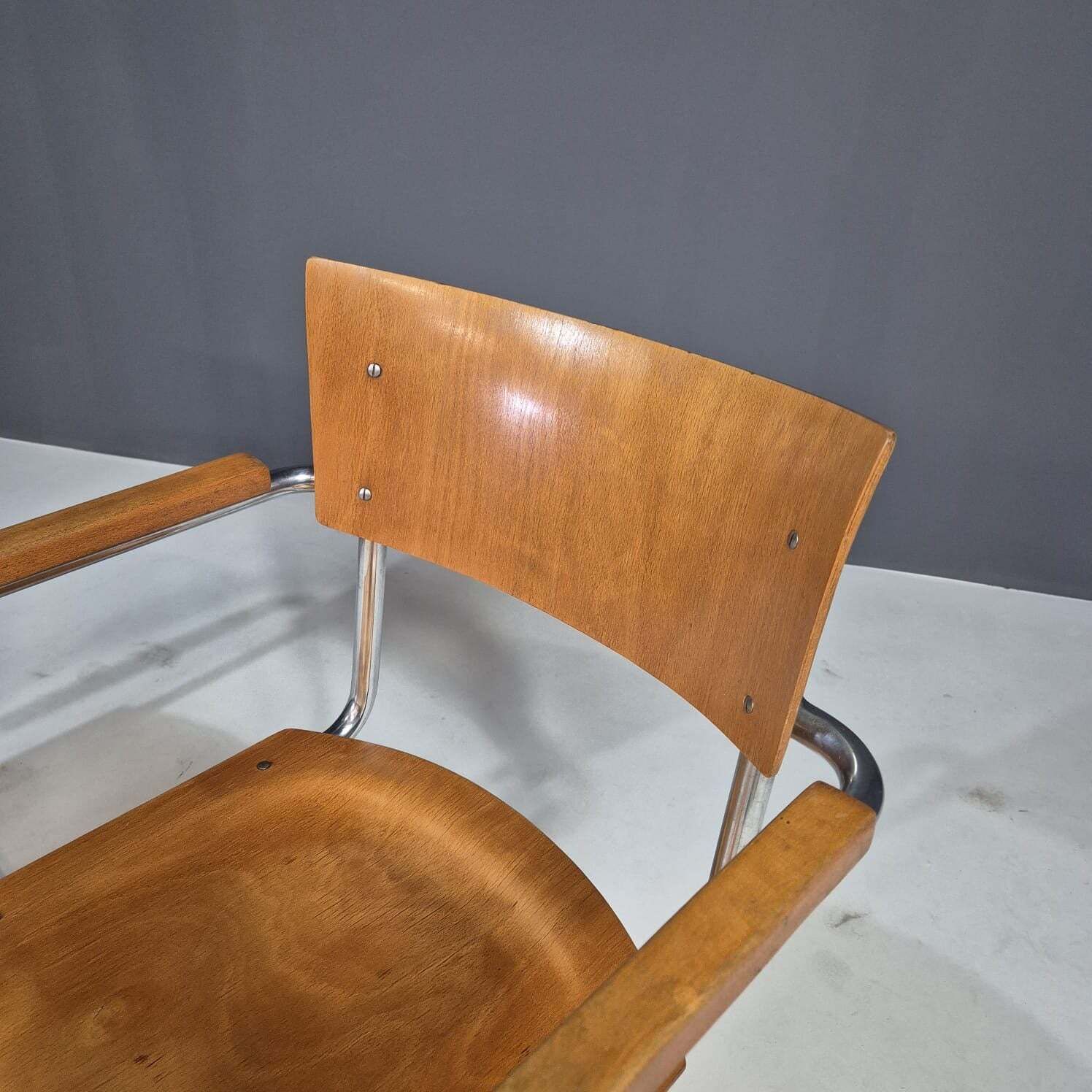 Pair Of Functionalist Tubular Armchairs By Jitona, Czechoslovakia, 1950s photo buy